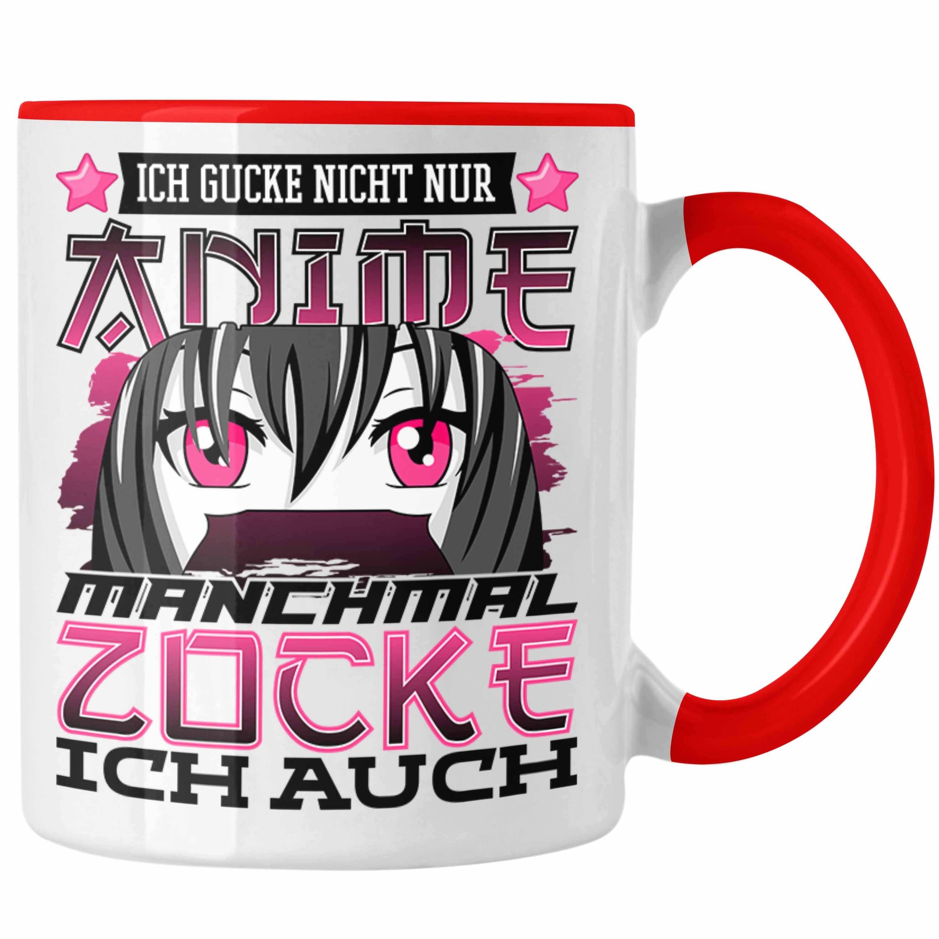 Trendation Tasse Anime und Zocken Tasse Geschenk Mädchen Anime-Fans Gamergirl Spruch Rot