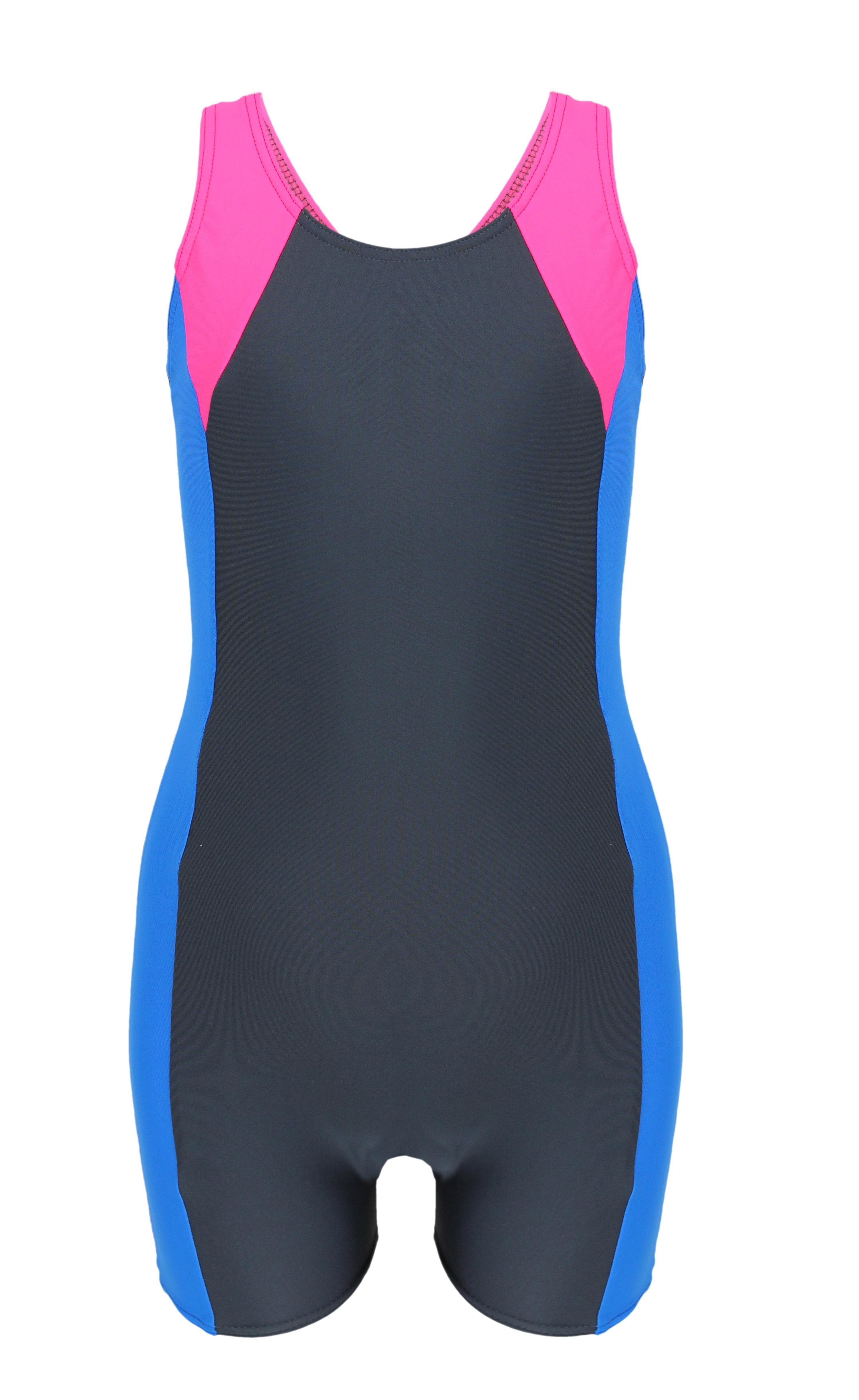 mit Bein Blau / / Badeanzug Ringerrücken Badeanzug Mädchen Pink Aquarti Aquarti Graphit