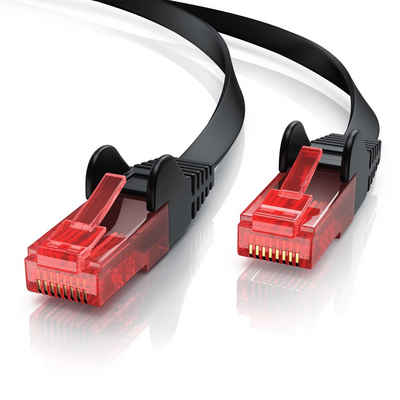 CSL LAN-Kabel, RJ-45, RJ-45 Stecker, RJ-45 Stecker (300 cm), Cat 6 Flachband LAN Kabel - mehrfach geschirmt - UTP Gigabit - 1000 Mbit/s - Patchkabel Flachkabel - Netzwerkkabel