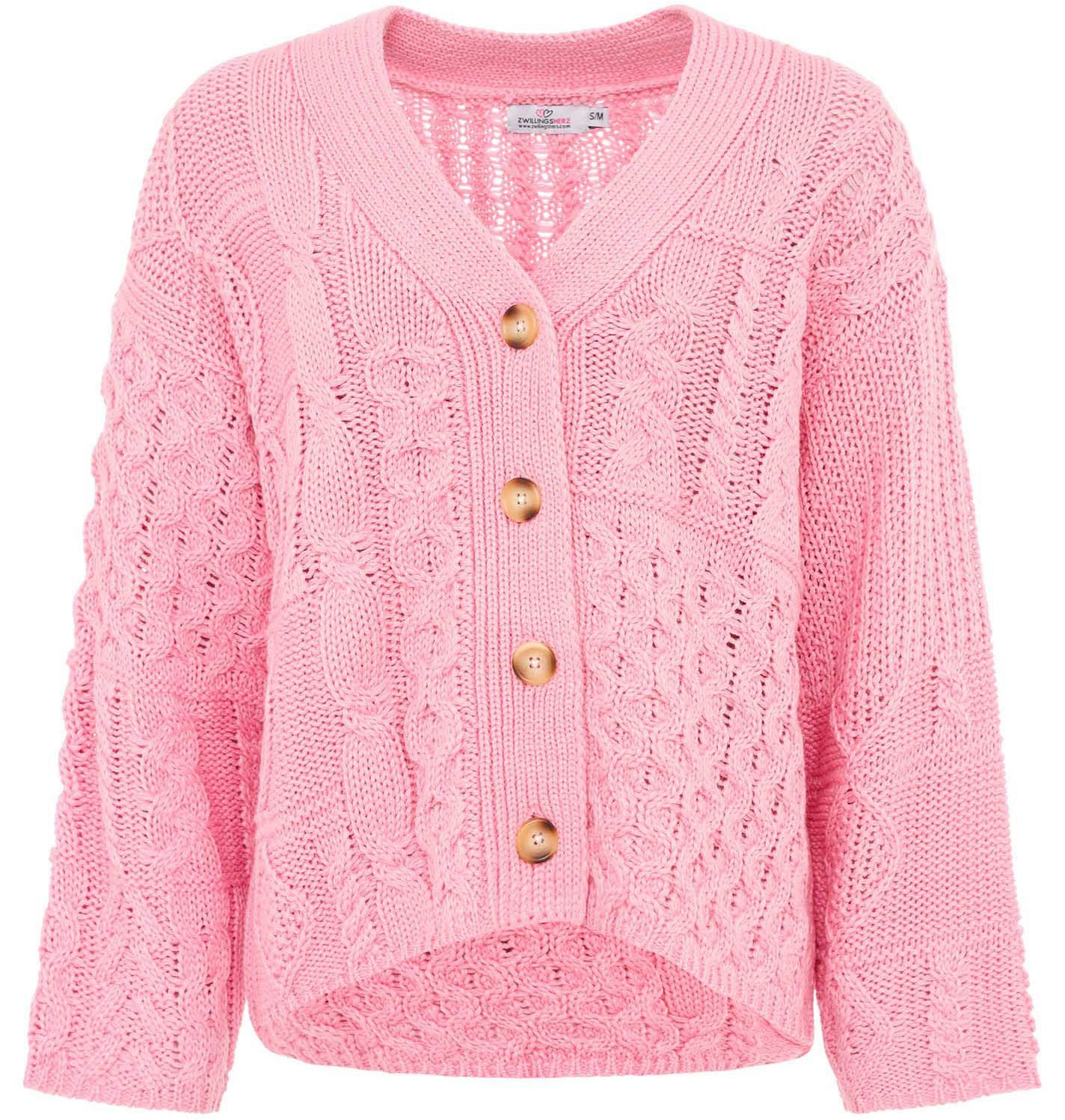 Zwillingsherz Cardigan "Zopfstrick" "Zopfstrick" mit Knopfleiste günstig online kaufen