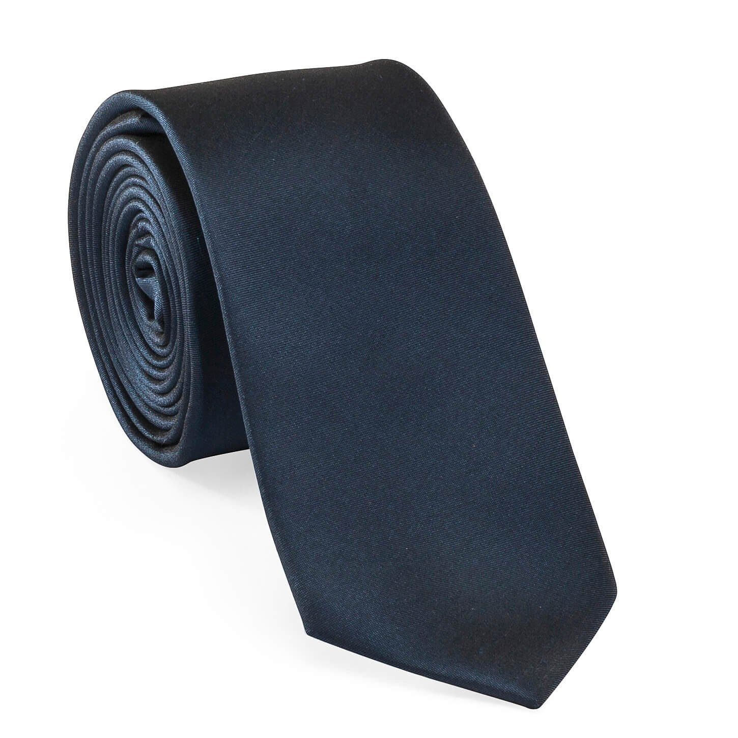Plain 6cm Krawatte - - - (18) schwarzblau Seide UNA Krawatte