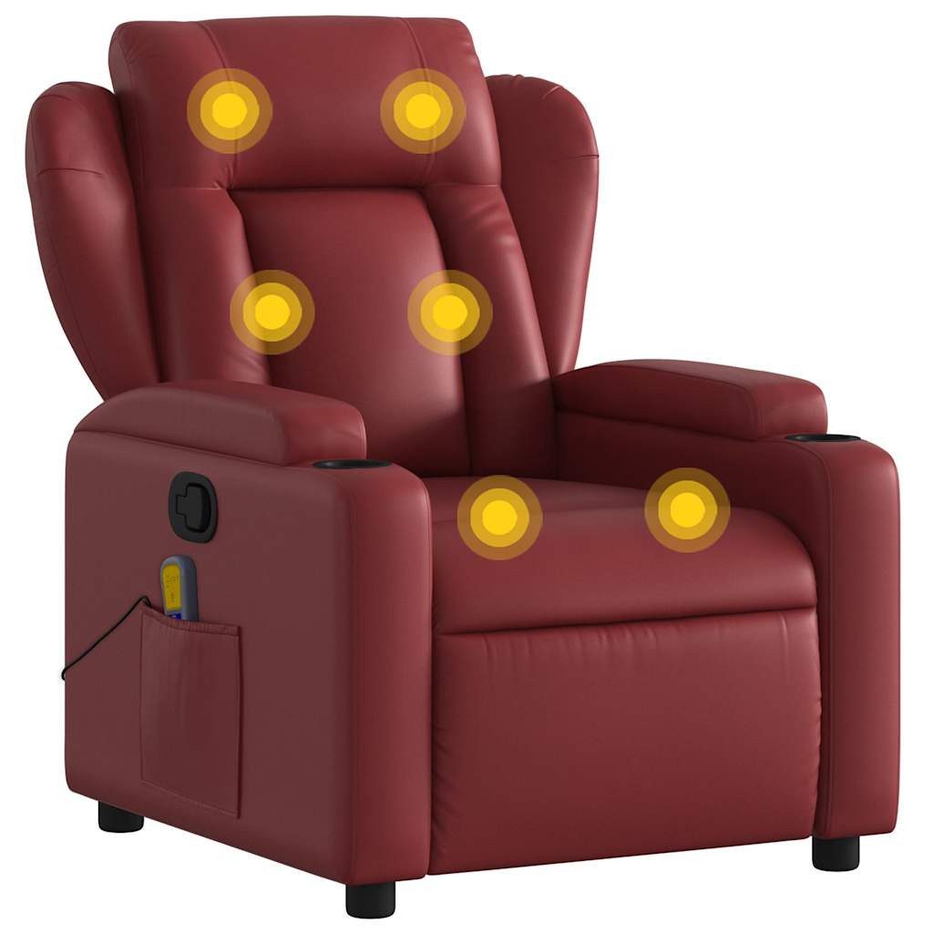 Sessel Massagesessel Weinrot Kunstleder