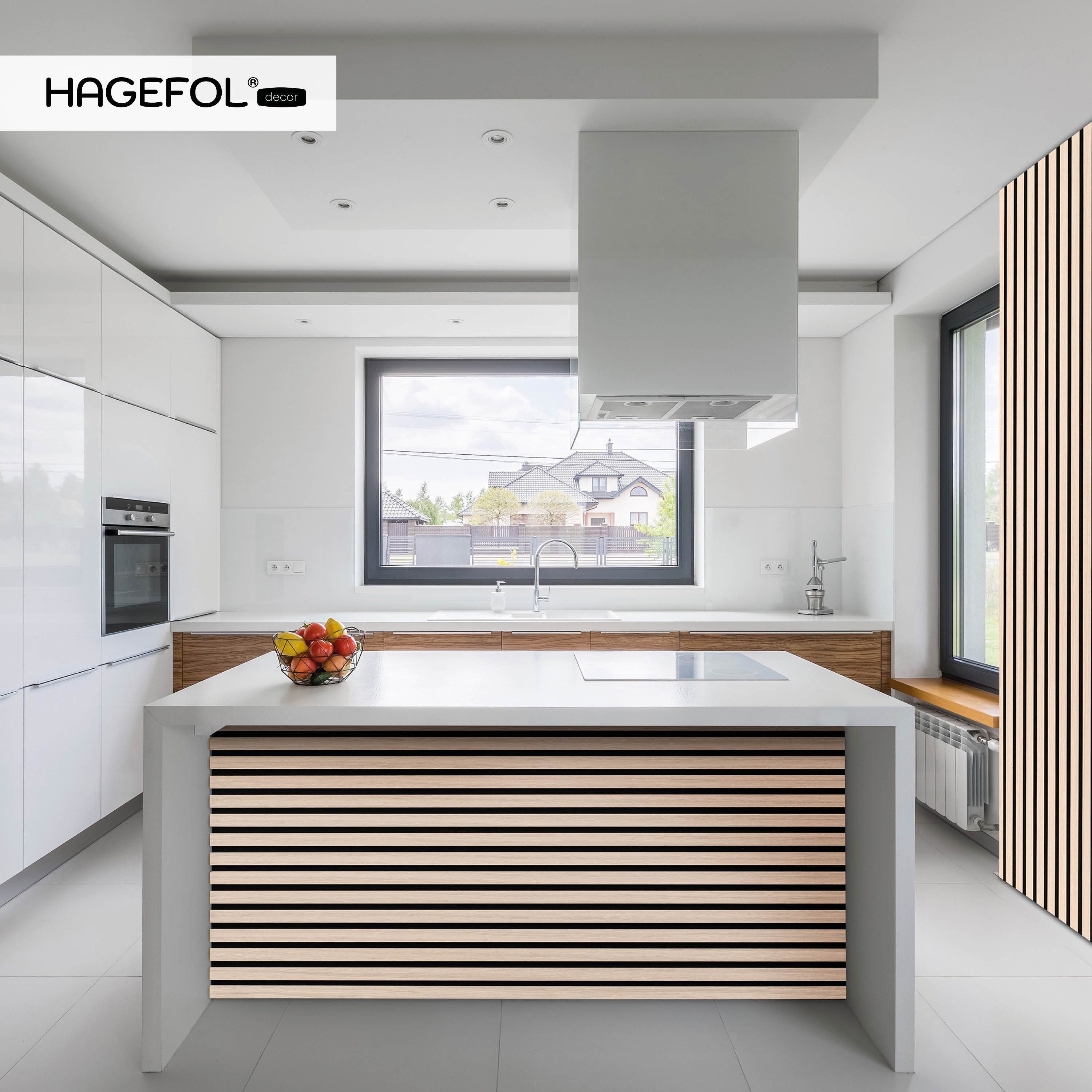 HAGEFOL Wandpaneel Akustikpaneele Holz, 3D Lamellenwand, verschiedene Größen, 3D Optik, Akustische Dämmung