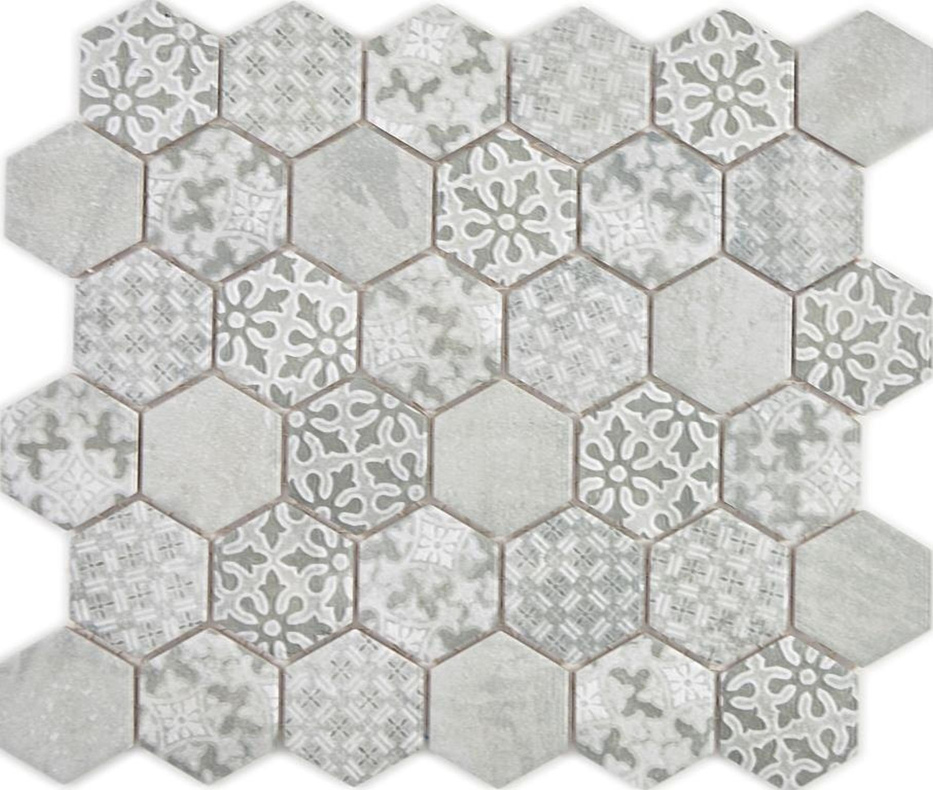 Mosaikfliesen Grau Fliesenspiegel, Fliese Wand Mosani Keramik Hexagonale Mosaik Sechseck