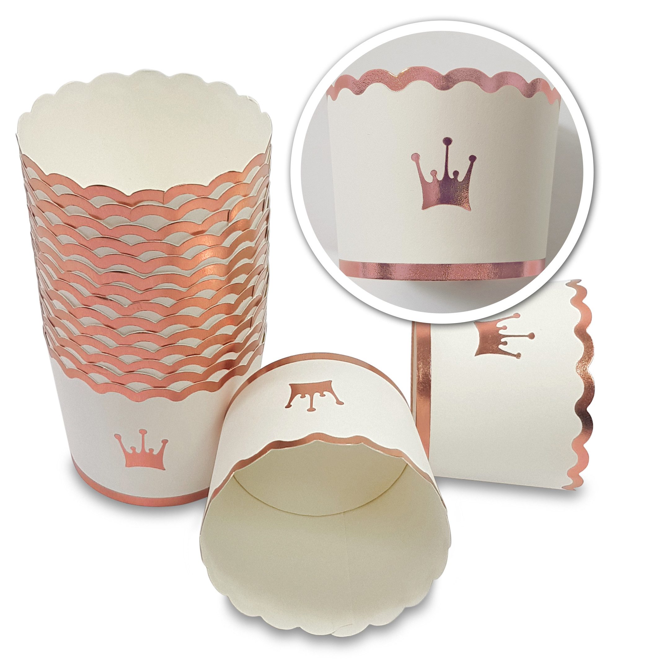 Frau WUNDERVoll Muffinform Muffin Backformen 25 Stück, groß Durchmesser 6,1 cm,Krone rosegold, (25-tlg)