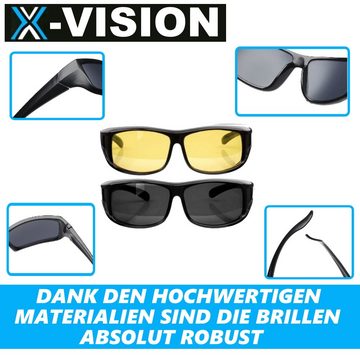 MAVURA Brille X-VISION Sonnenüberbrille Nachtsichtüberbrille Überziehbrille, Brille Nachtsichtbrille Sonnenbrille Überbrille Polarisiert [2er]