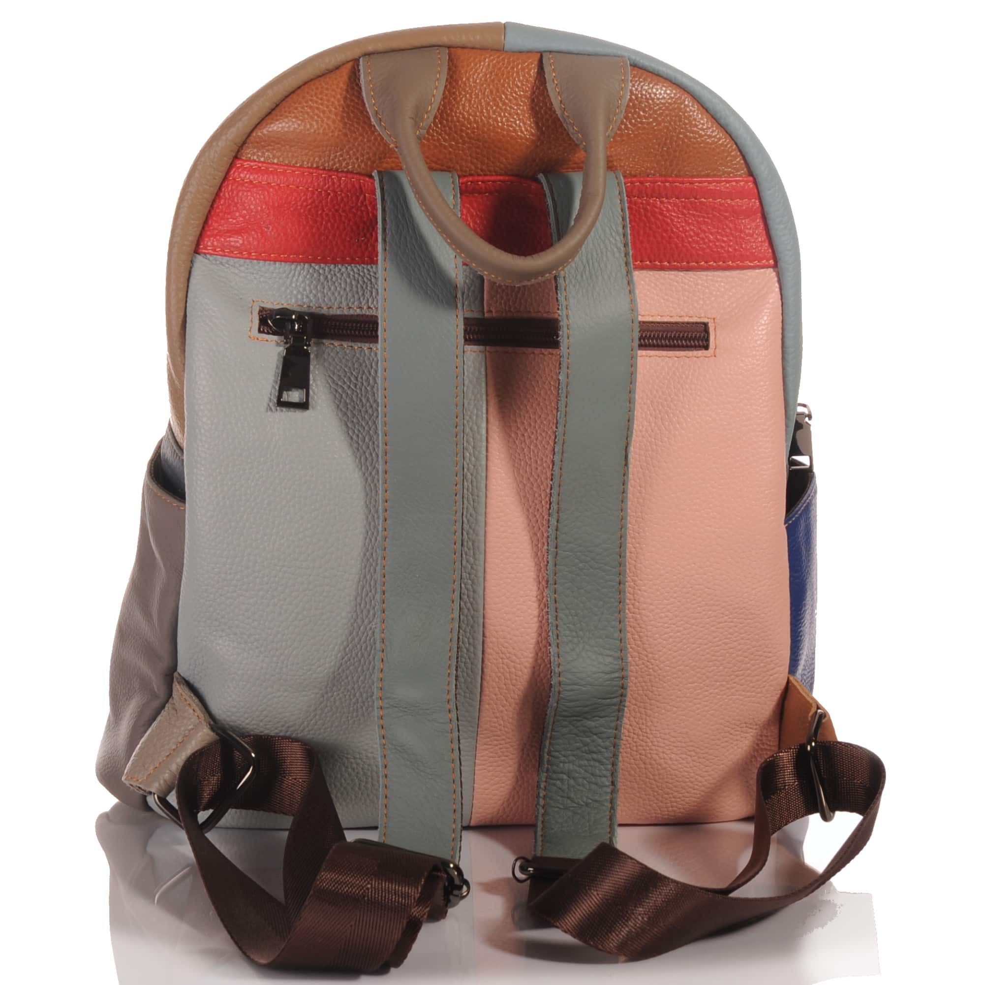 KMISSO Henkeltasche Handgefertigter City Backpack Pachwork Rucksack Italien Leder bunt 306 (1-tlg), im eleganten Look