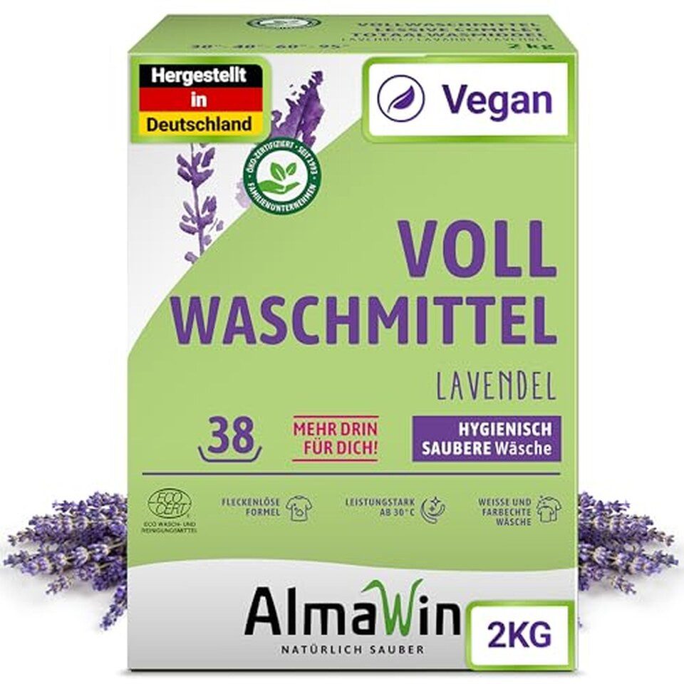 Almawin AlmaWin Vollwaschmittel Pulver Lavendel Pulver, 1 er 2000 g