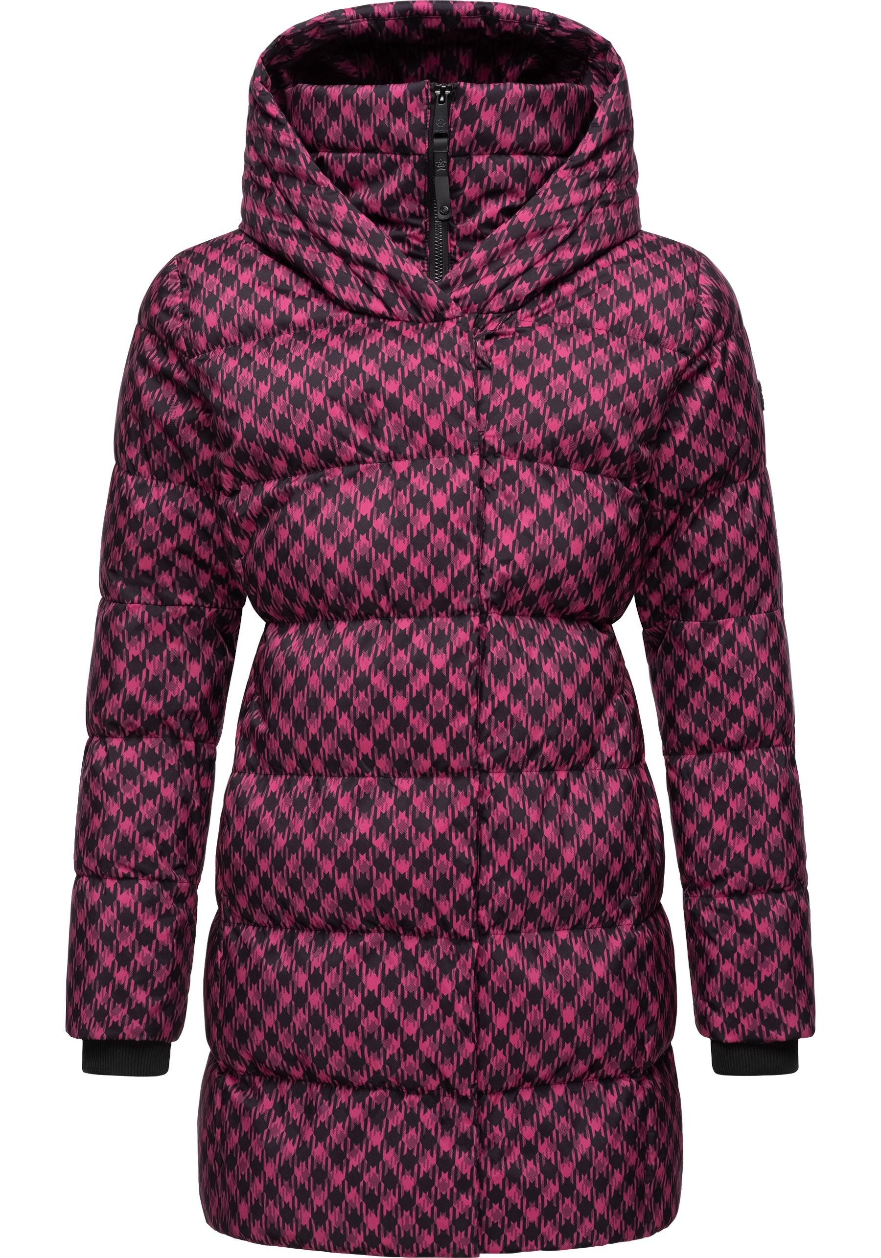 Ragwear Steppmantel Niara Print wasserdichter Mantel mit angesagtem Hahnentritt Muster