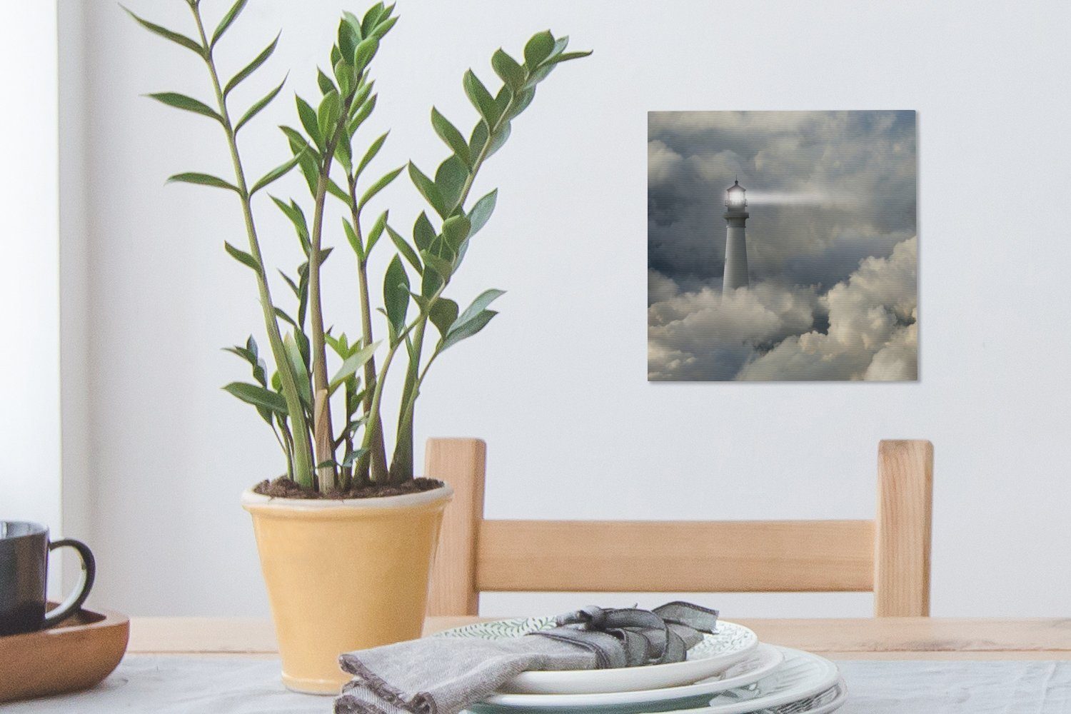 Wohnzimmer (1 Bilder für Leinwand Schlafzimmer Leinwandbild Wolken OneMillionCanvasses® - Leuchtturm St), - Licht,