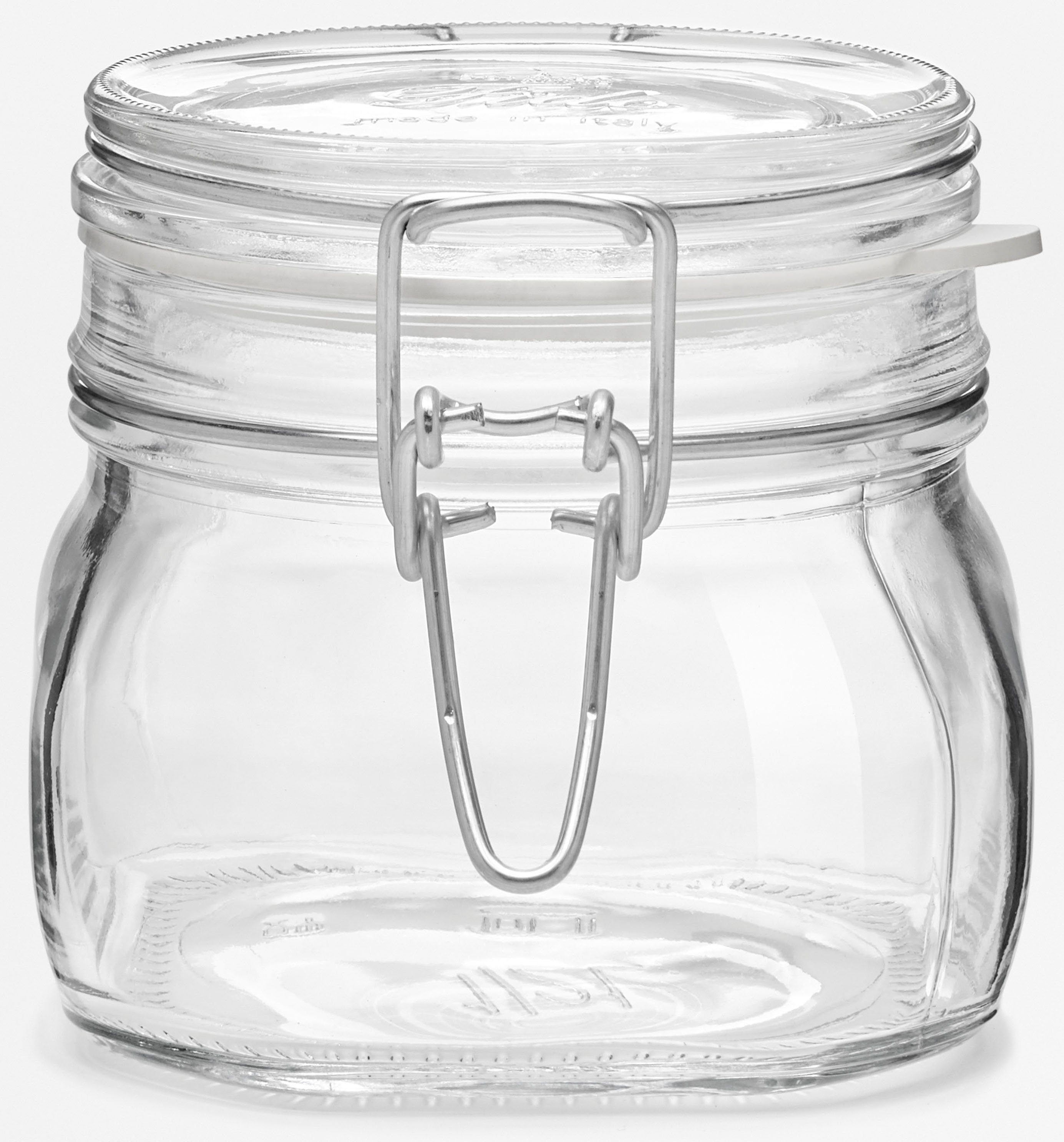 Bormioli Rocco Vorratsglas Fido, Glas, (Set, 6-tlg., 6 Stück, 0,5l Fassungsvermögen), luftdicht verschließbar, mit Bügelverschluß