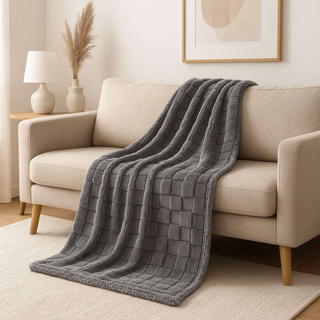 Wohndecke Kuscheldecke VENEDIG Flauschig XXL Größe 150x200 cm, Betz, Fleecedecke Wohndecke XXL Warm Sofadecke Decke Couch