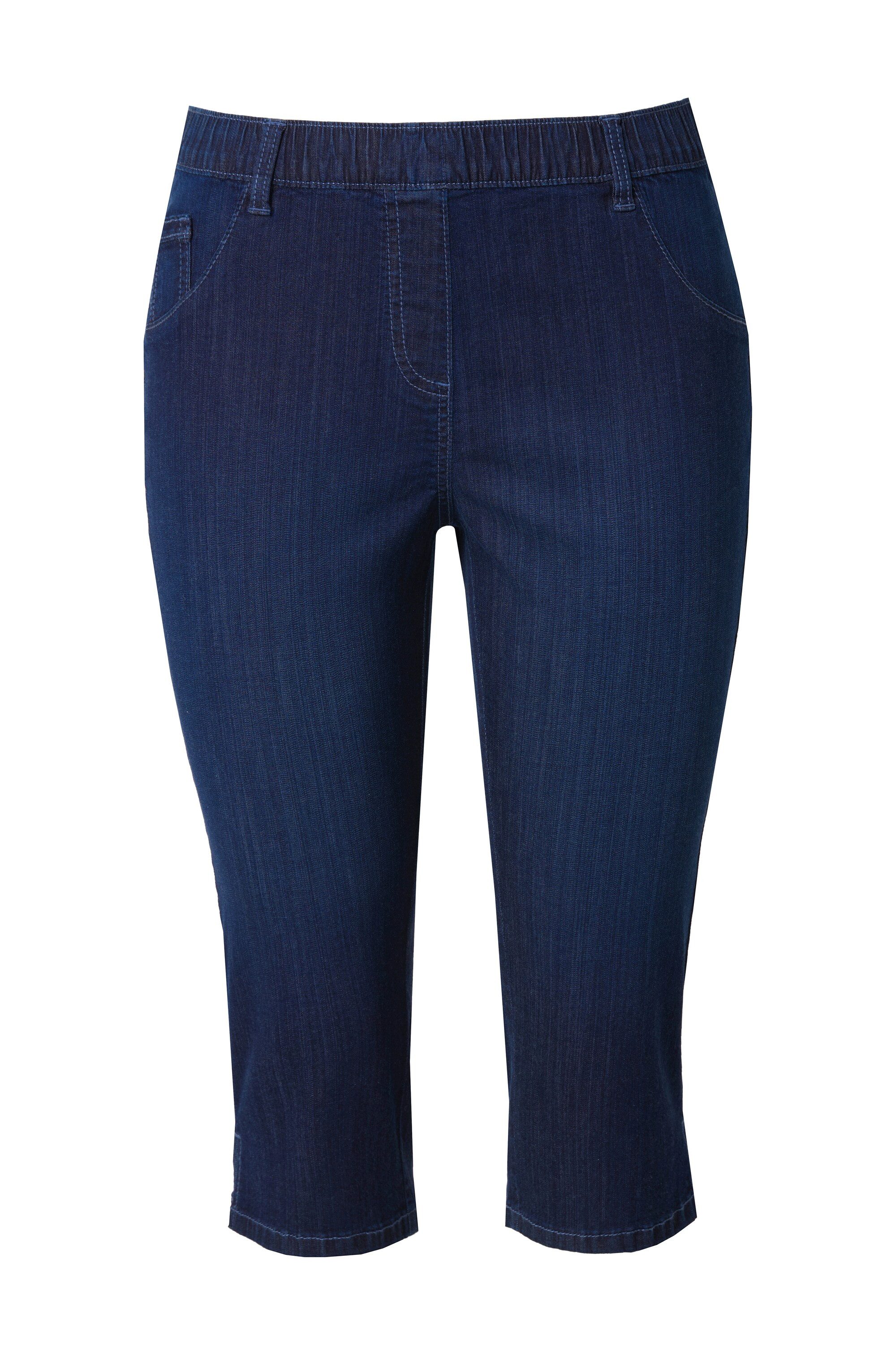 Ulla Popken Regular-fit-Jeans Jeans-Capri Sienna schmales Bein Elastikbund