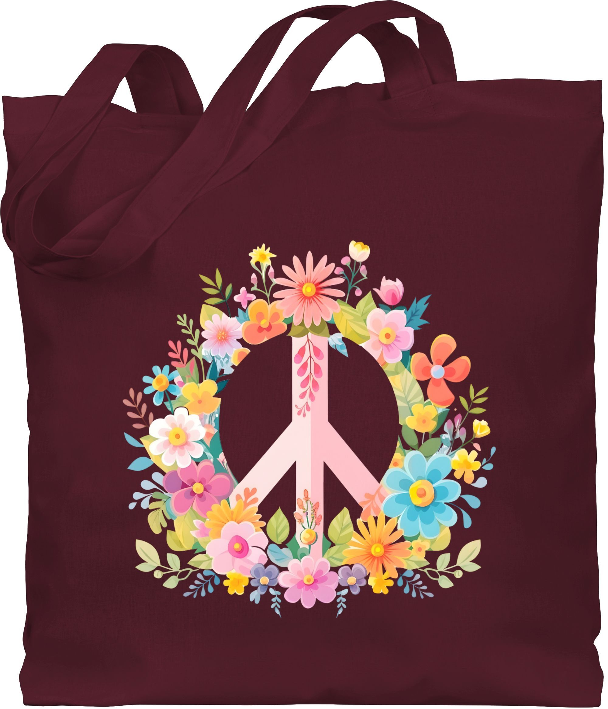 Shirtracer Umhängetasche Peace-Zeichen Peacezeichen Frieden Hippie Flow Power 60er 70er Flowerp, Statement