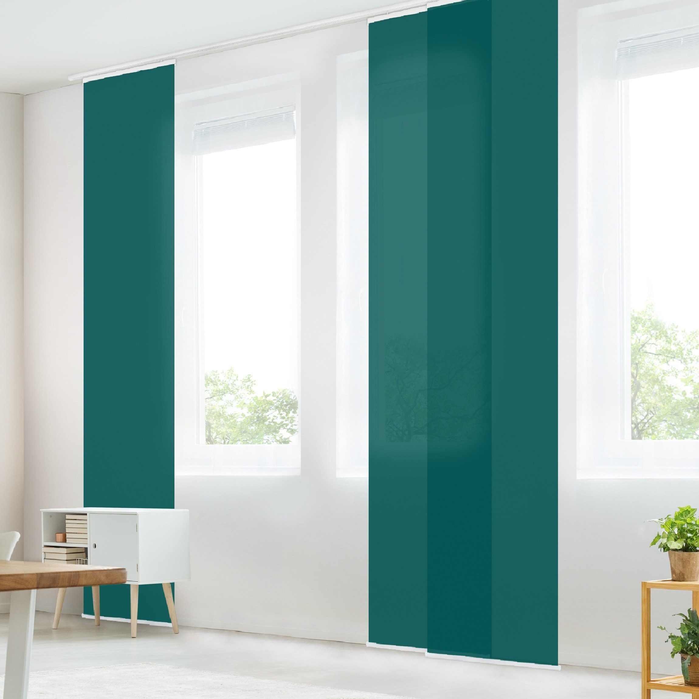 Bilderdepot24 Schiebegardine modern Flächenvorhang blickdicht Piniengrün, günstig online kaufen