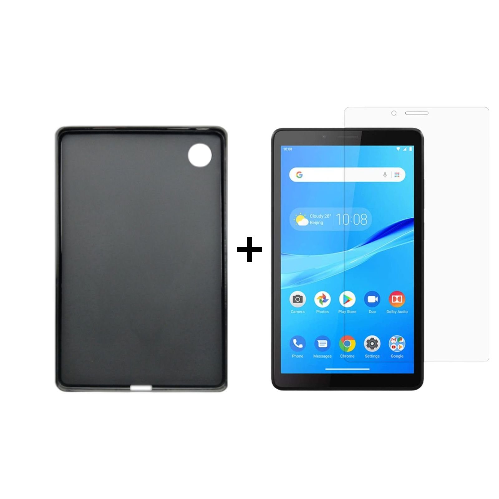 Lobwerk Tablet-Hülle 2in1 Set (Hülle + Glas) für Lenovo Tab M7 TB-7305F TB-7306F 7 Zoll, Sturzdämpfung, Flexibel, Waschbar