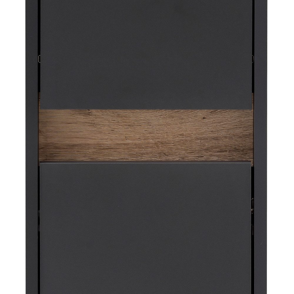 Lomadox Hochschrank Corato CORATO-80 in Anthrazit mit Absetzung in Wildeiche Nb. 30,2/164,5/33 cm