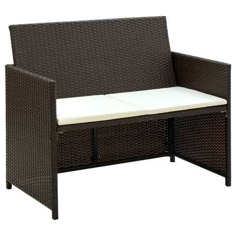 vidaXL Loungesofa 2-Sitzer-Gartensofa mit Polstern Braun Poly Rattan, 1 Teile