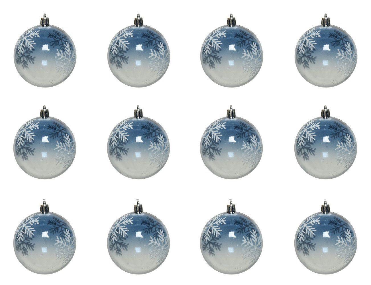 Decoris season decorations Schneeflocken Weihnachtsbaumkugel, Set 12er 8cm nachtblau, Kunststoff Weihnachtskugeln