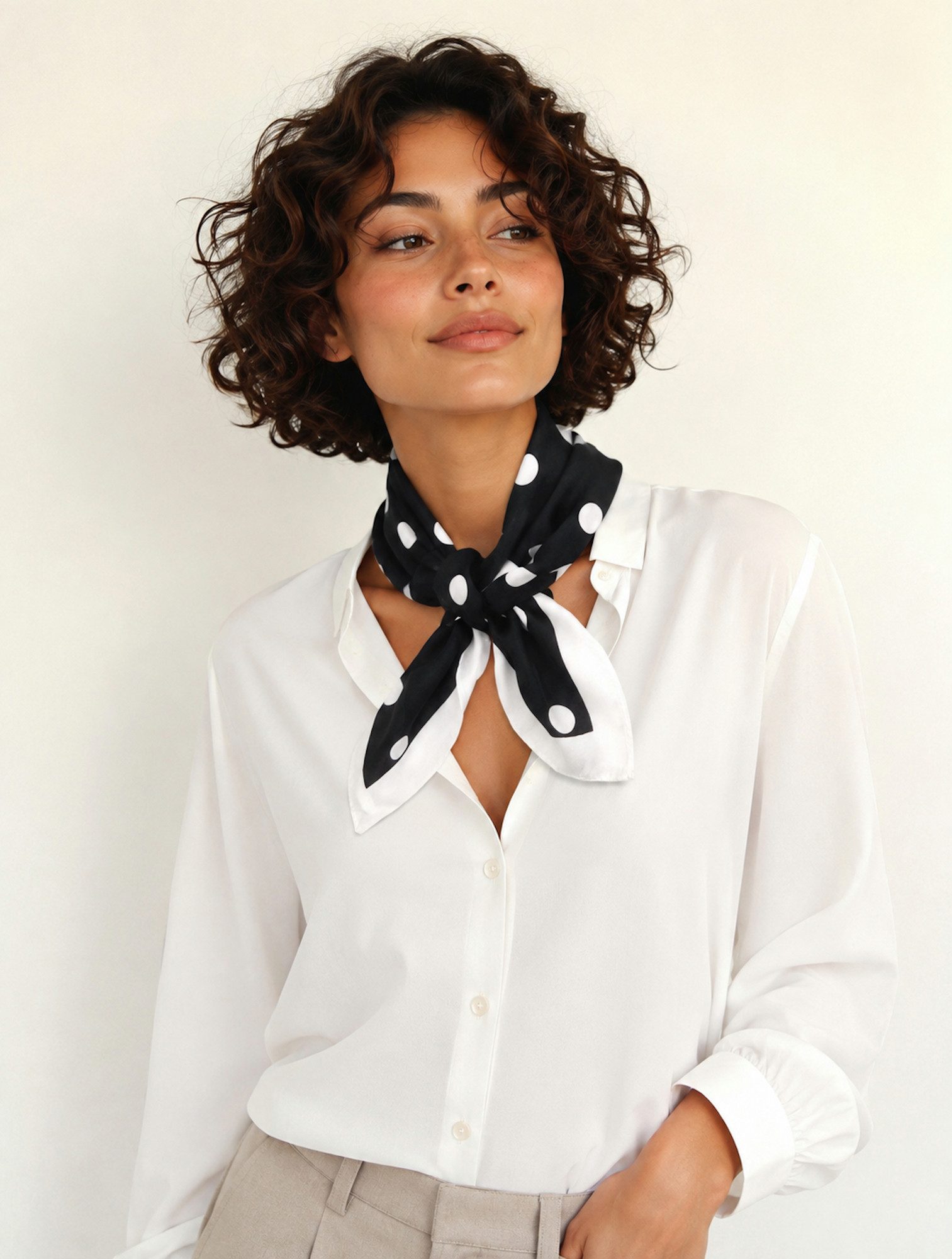 Ella Jonte Halstuch, Bandana - Schwarz Weiss Polka Dots Rockabella Tuch