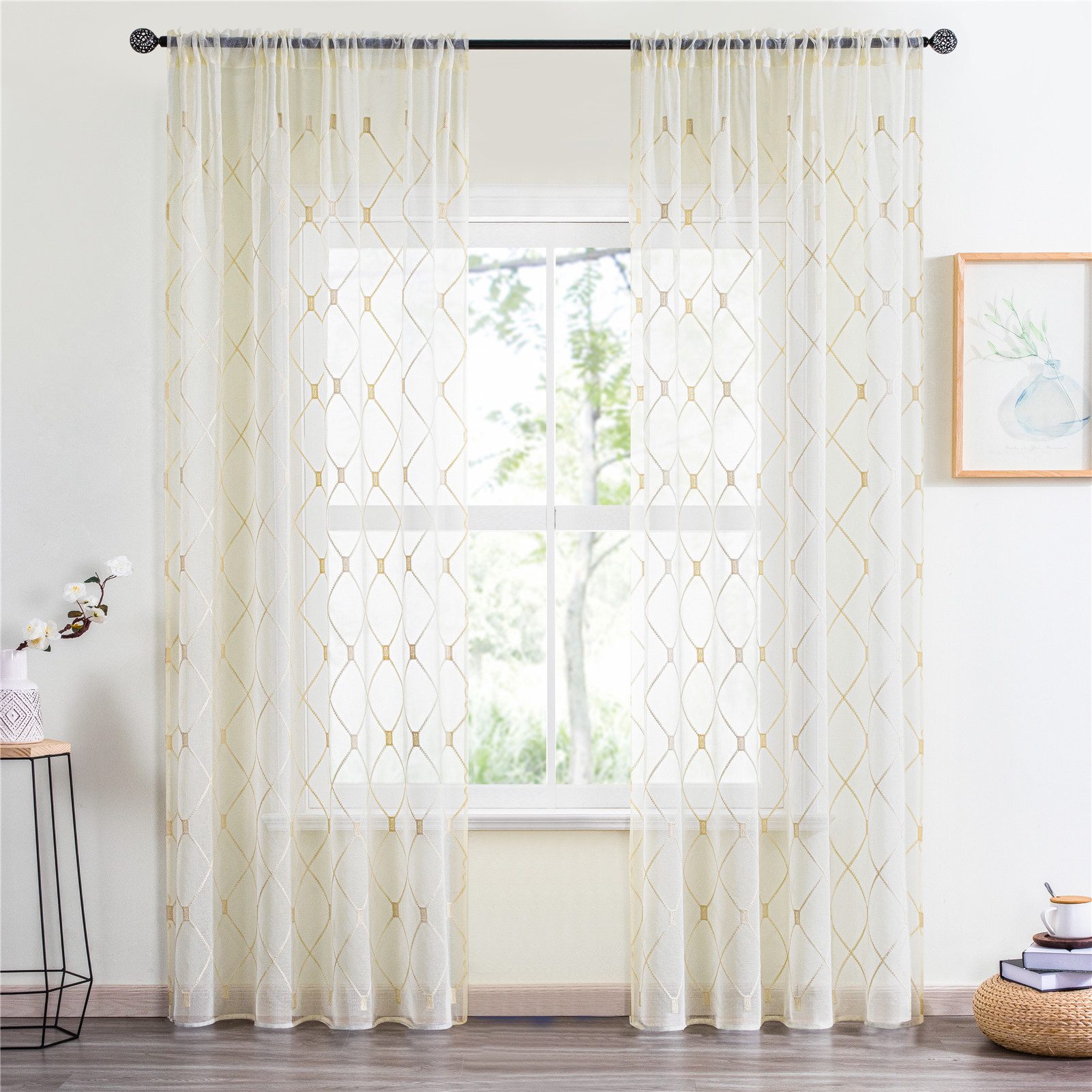 BYSURE Gardine, Stangendurchzug (2 St), halbtransparent, günstig online kaufen