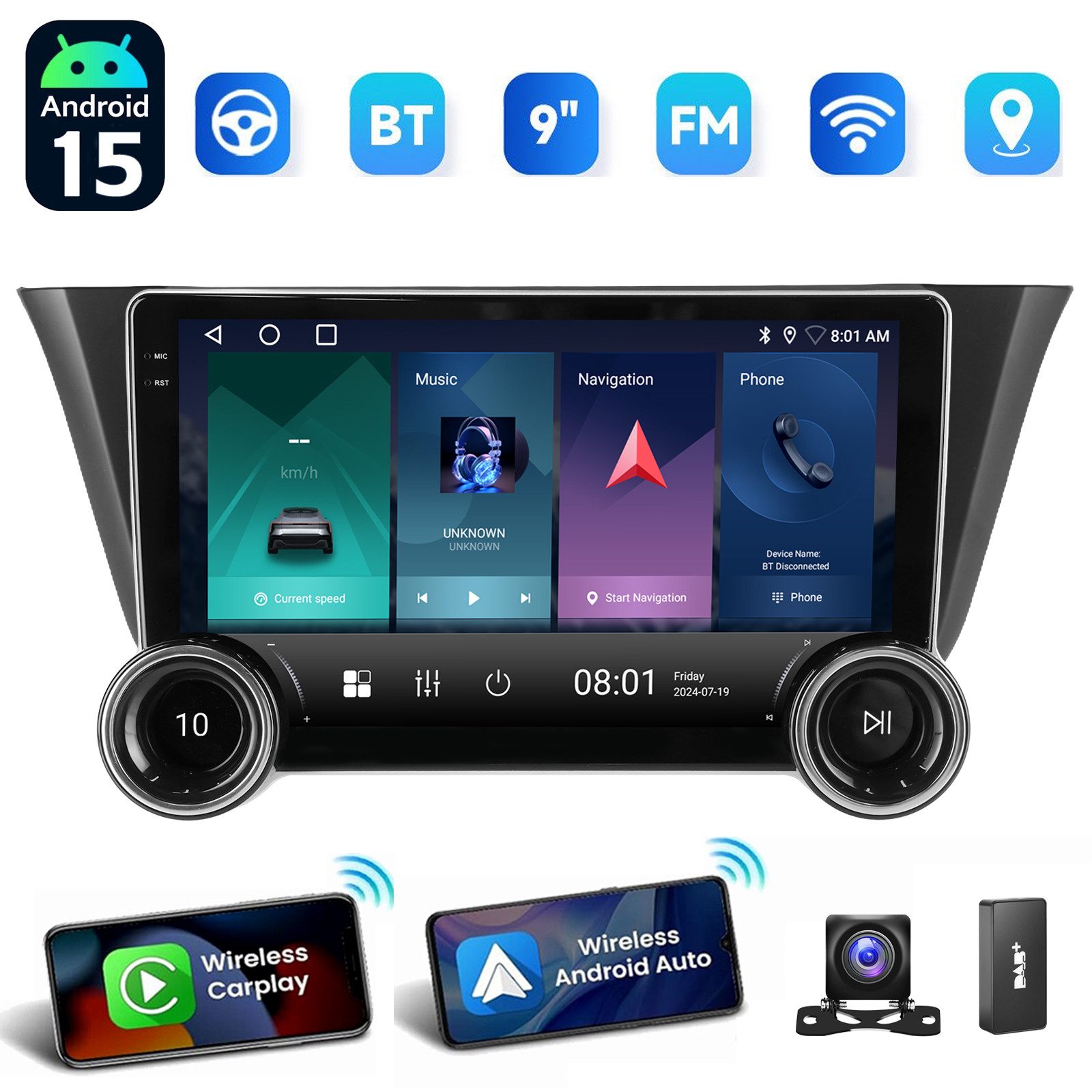 ESSGOO 10" Autoradio Für Iveco Daily 2014-2021 Android 15 Carplay GPS NAVI FM Autoradio (RDS, 4+64GB(optional), DAB (optional), FM, AM, DAB+ (optional), Apple Carplay Android Auto GPS Navi WIFI BT EQ)