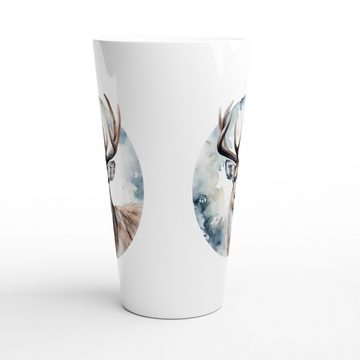 Alltagszauber Latte-Macchiato-Tasse - Jumbo-Becher HIRSCH, Keramik, extra groß, für 500ml Inhalt