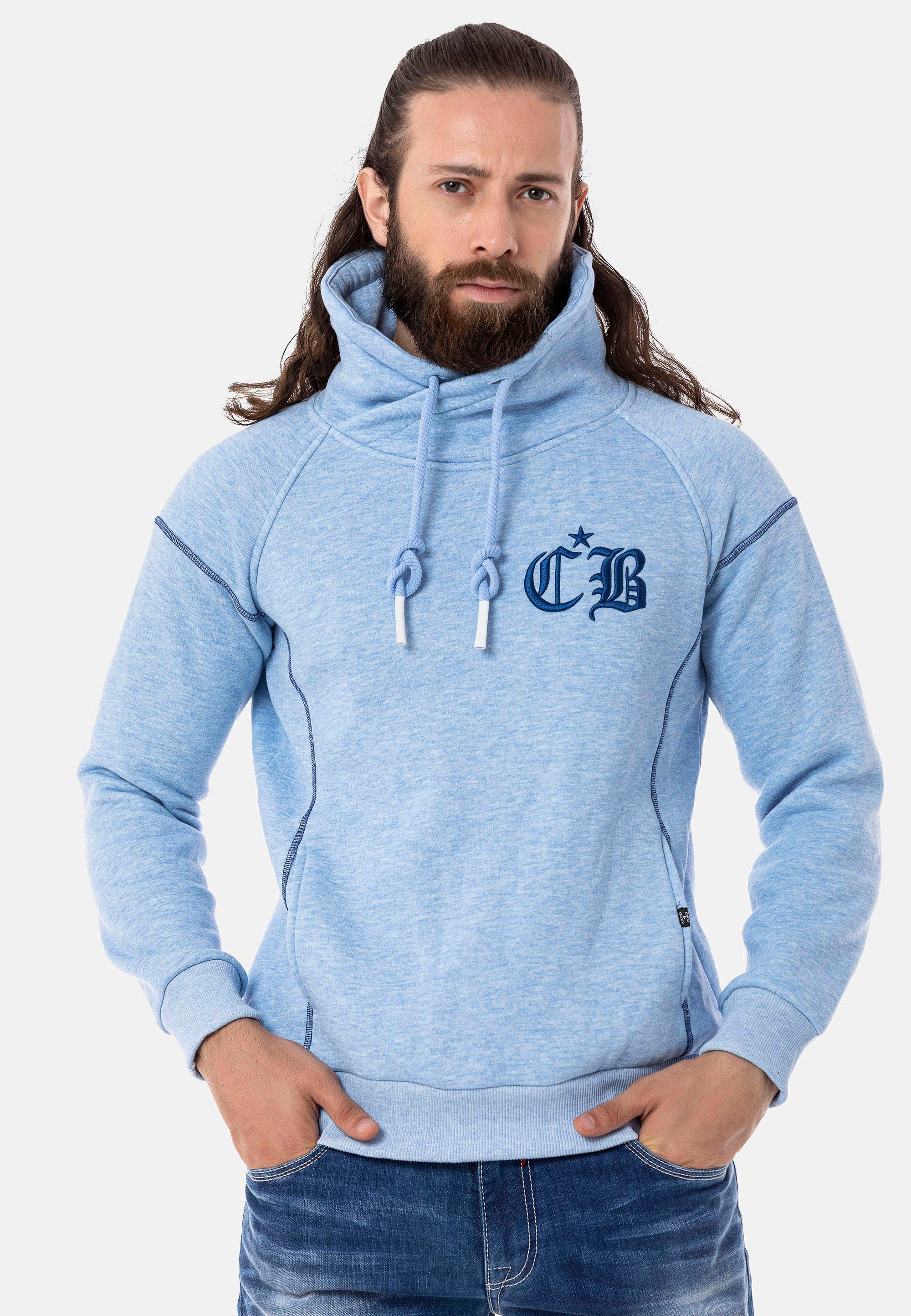 Cipo & Baxx Sweatshirt mit hochabschließendem Stehkragen blau