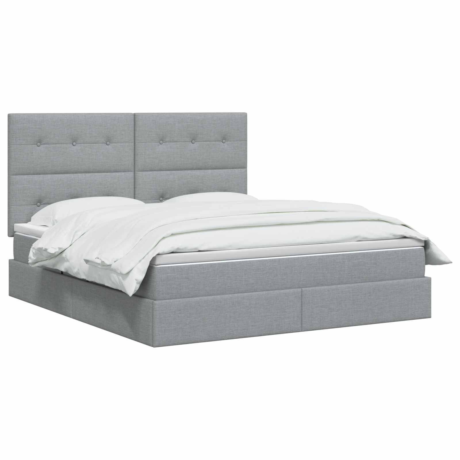 vidaXL Bett LED-Speicherbett mit Matratze Hellgrau 140 x 200 cm Stoff (1-tlg)