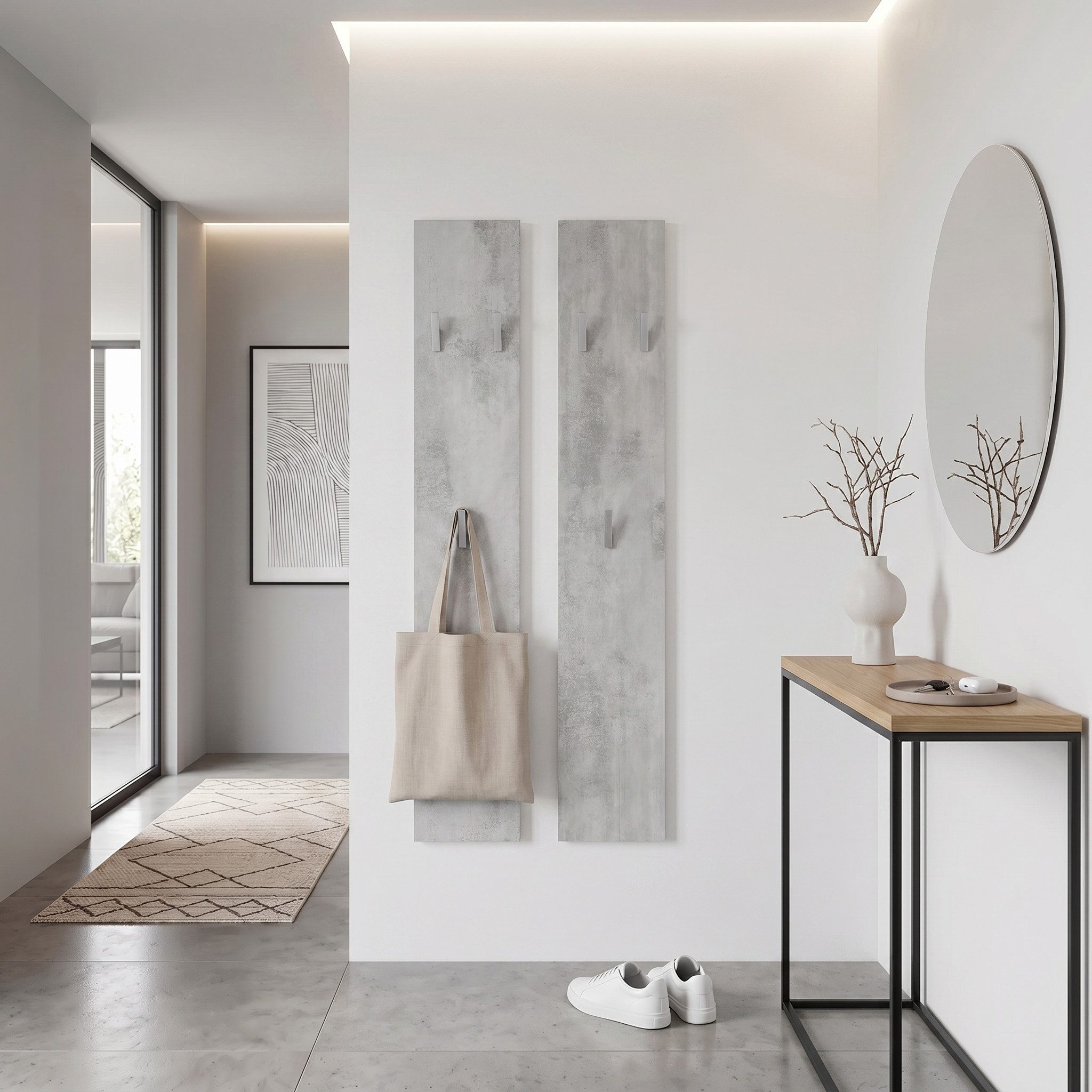 Vladon Garderobenpaneel Wandpaneel 140 (Garderobenpaneel, bestehend aus 2 Paneelen), Beton Oxid Optik (je 24 x 140 x 2 cm)