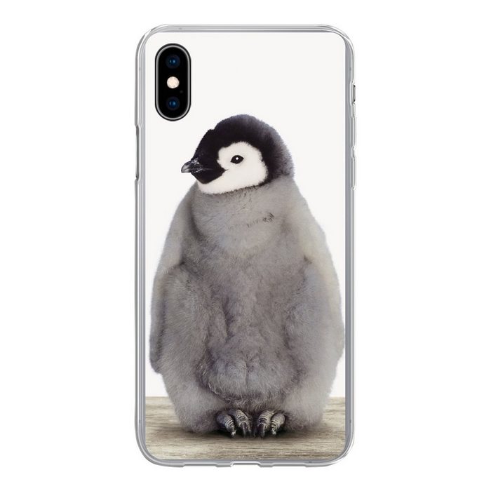 MuchoWow Handyhülle Kinder - Pinguin - Grau - Tiere - Mädchen - Jungen Handyhülle Apple iPhone Xs Smartphone-Bumper Print Handy