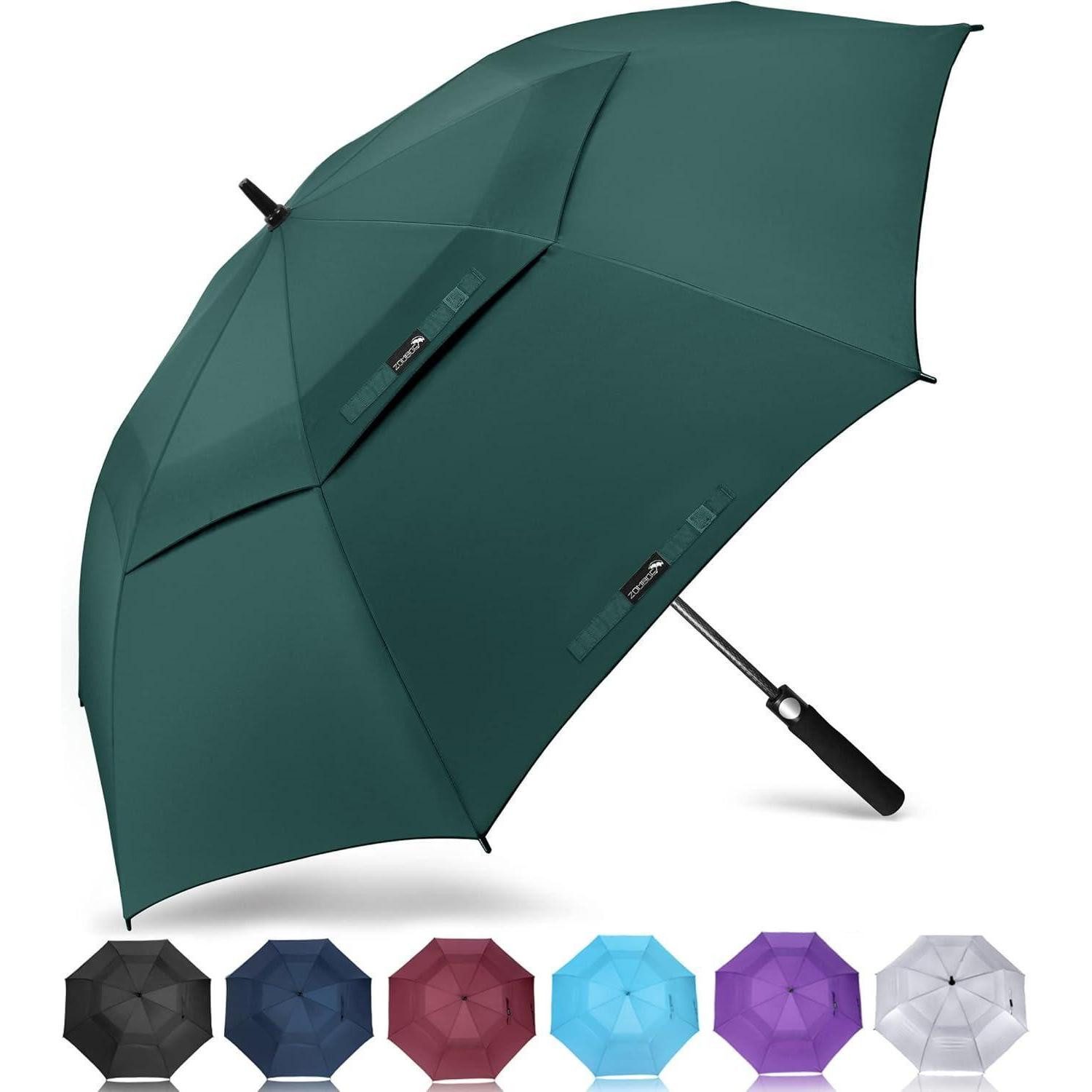LuxusKollektion Golfregenschirm Regenschirm Groß Sturmfest XXL Golf Herren Damen Dunkelgrün 157CM XL
