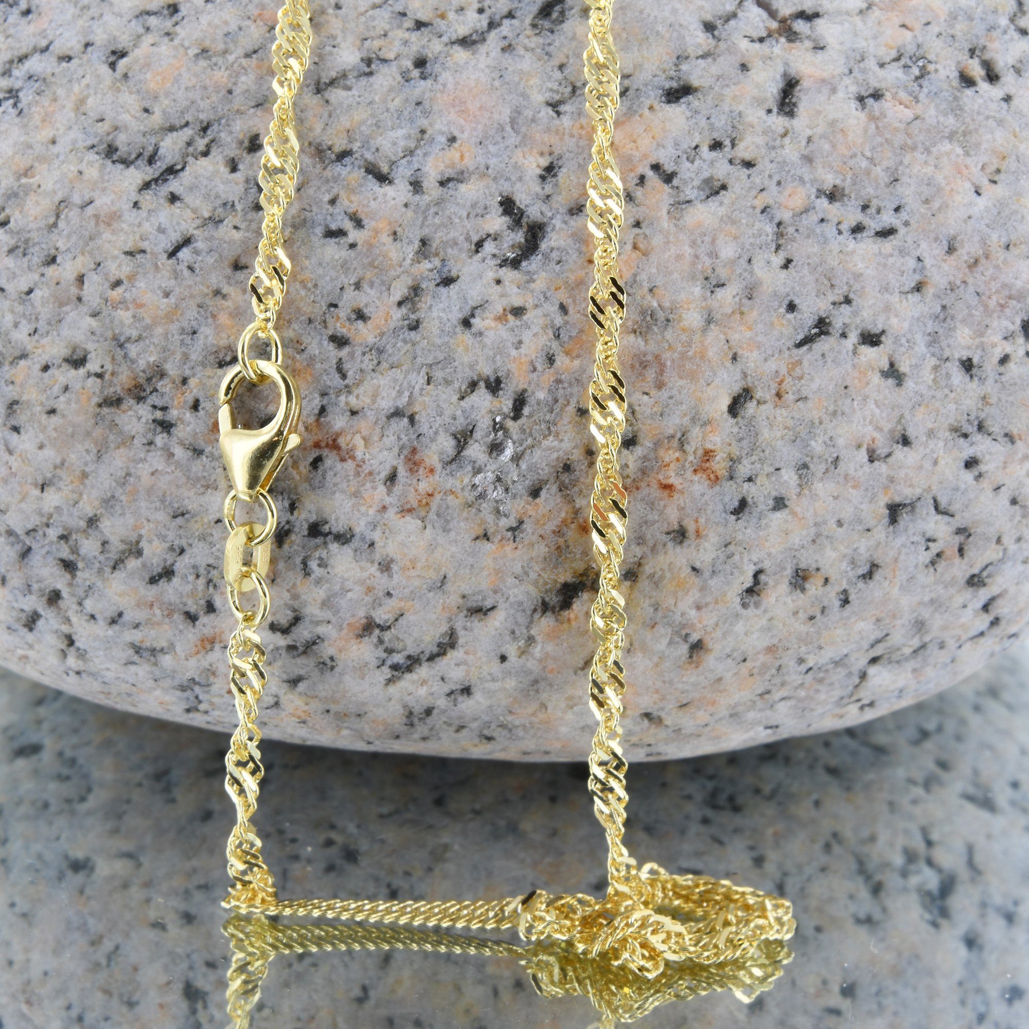 HOPLO Goldkette Goldkette Singapurkette Länge 45cm - Breite 2,2mm - 585-14 Karat Gold, Made in Germany – Bild 4 von 5