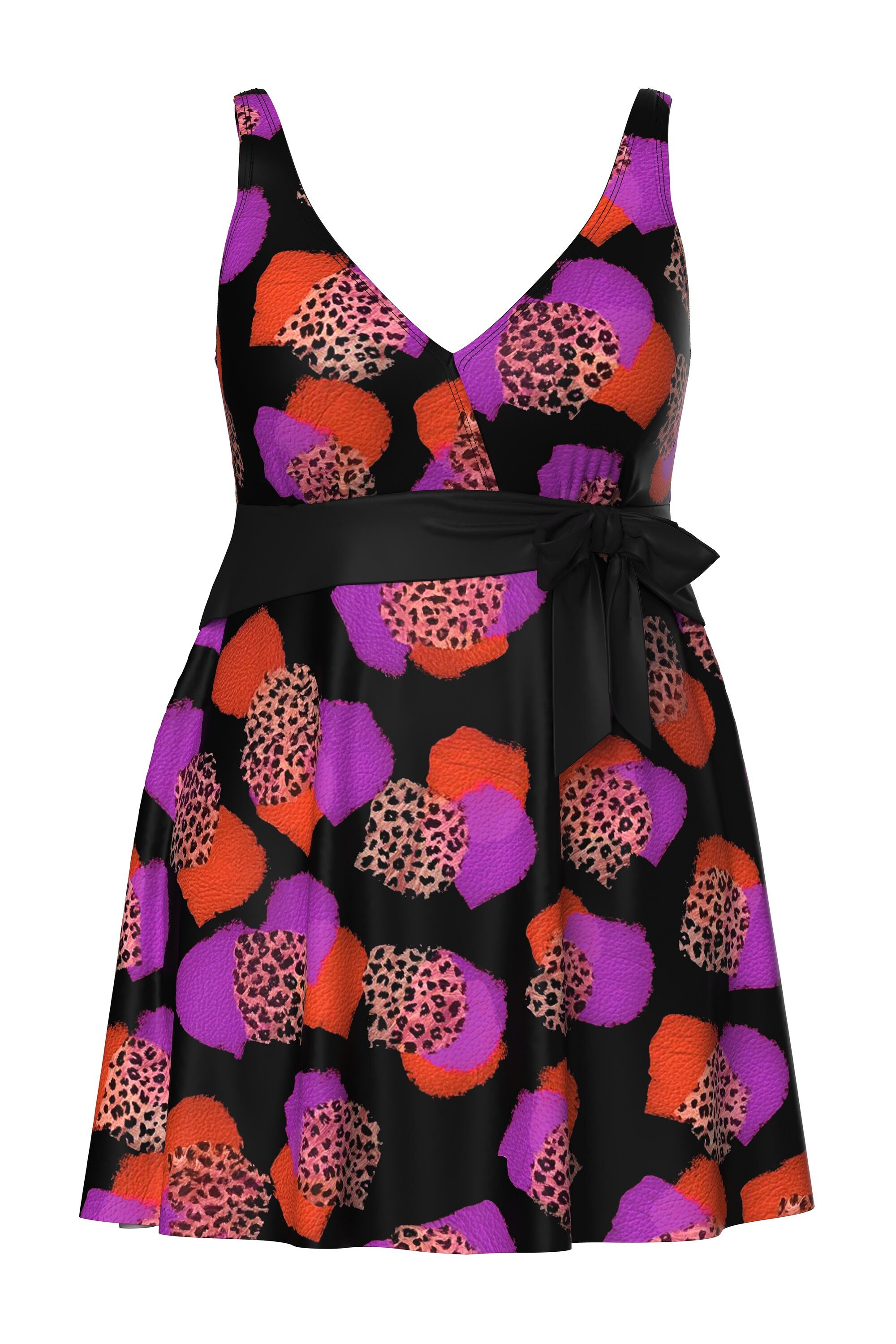 Ulla Popken Badekleid Badekleid Leomuster Softcups Schleife