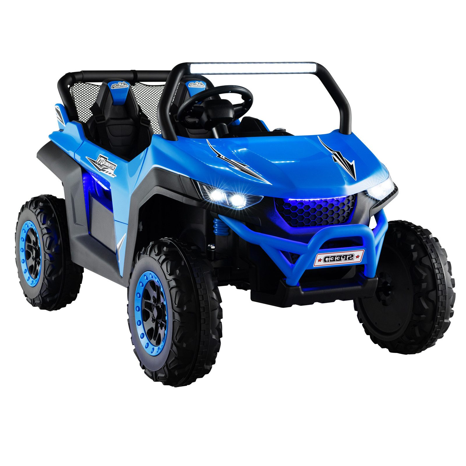 KOMFOTTEU Elektro-Kinderauto 2-Sitzer Kinderfahrzeug 12V, Belastbarkeit 59 kg, mit 2,4 GHz Fernbedienung