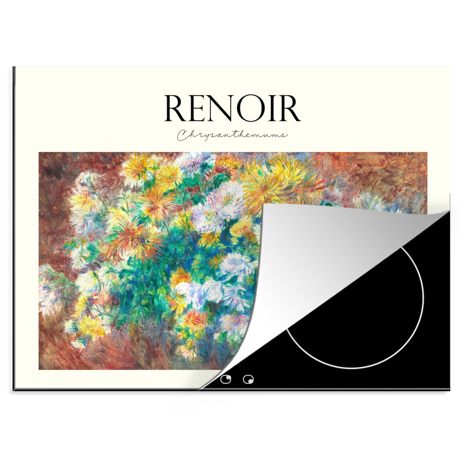 MuchoWow Herdblende-/Abdeckplatte Renoir - Blumen - Kunst, Vinyl, (1 tlg), 70x52 cm, Mobile Arbeitsfläche nutzbar, Ceranfeldabdeckung