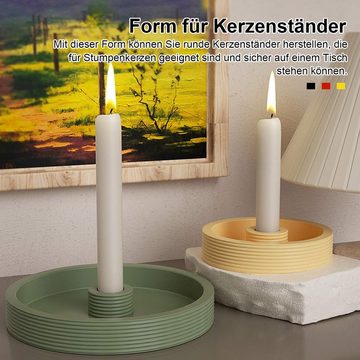 MAGICSHE Kerzenhalter Silikonform Kerzenhalter, Runde Gießform Kerzenhalter (2 St), DIY für Stabkerzen