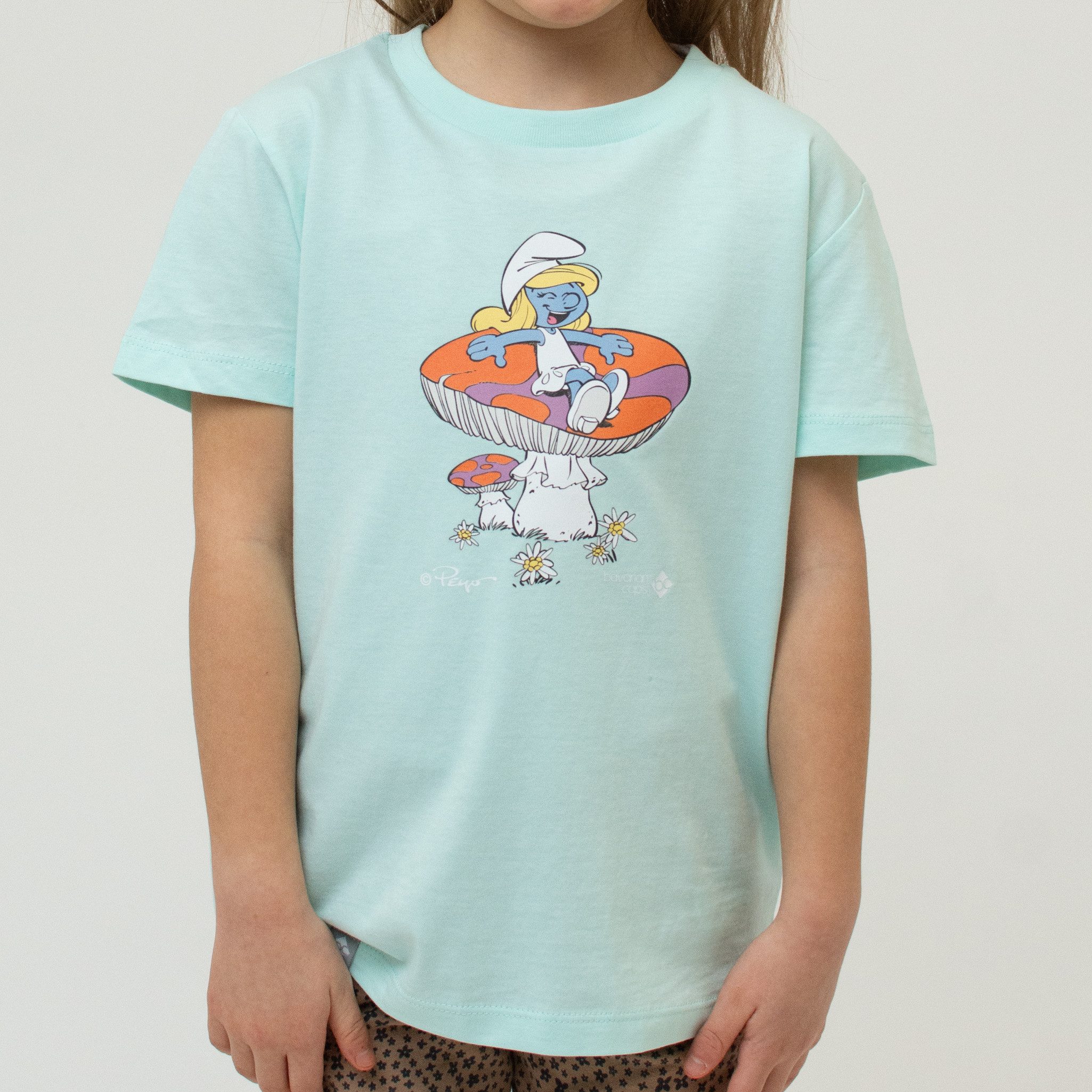Bavarian Caps T-Shirt Bavarian Caps T-Shirt "Schlumpfines Schwammerlsofa" - hell-türkis (T-Shirt, T-Shirt)