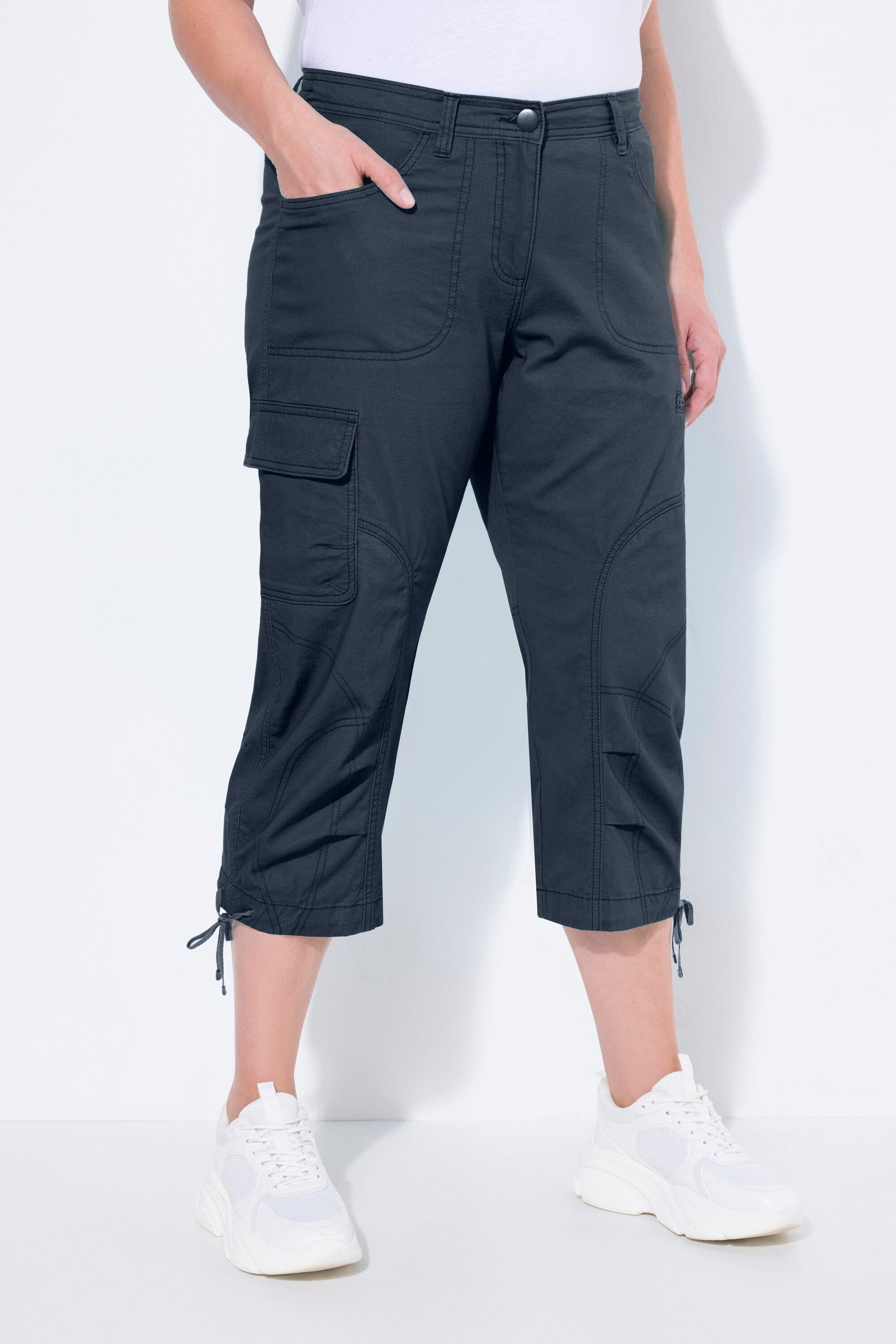 Ulla Popken Cargoshorts 7/8-Cargohose Komfortbund Saumband günstig online kaufen