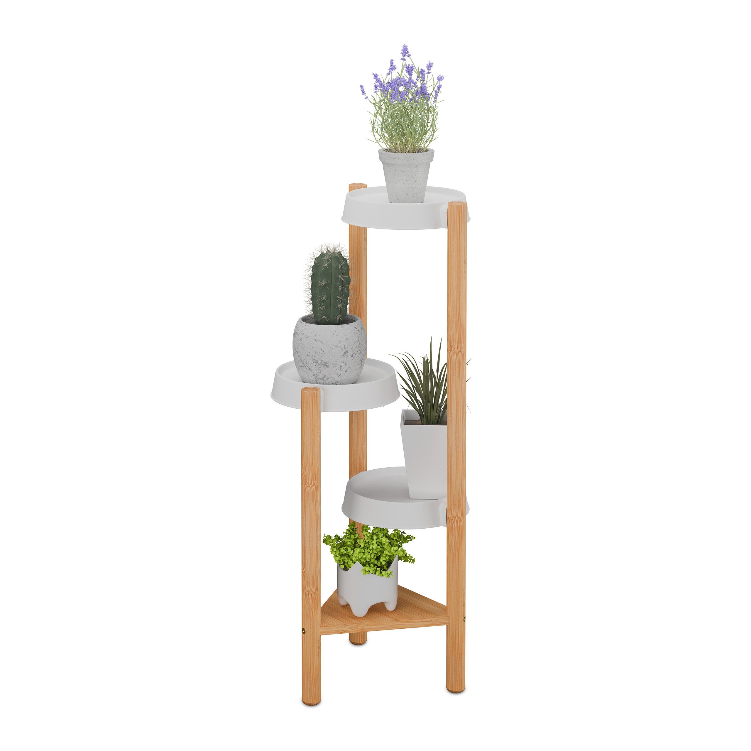 relaxdays Blumenständer Pflanzenständer Bambus & Kunststoff günstig online kaufen