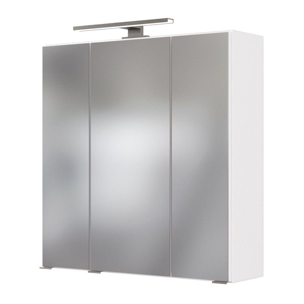 Lomadox Spiegelschrank GHOM-03 Badezimmer mit Türen, 60/64/20 3D- in 60cm gedämpften weiß 3 cm
