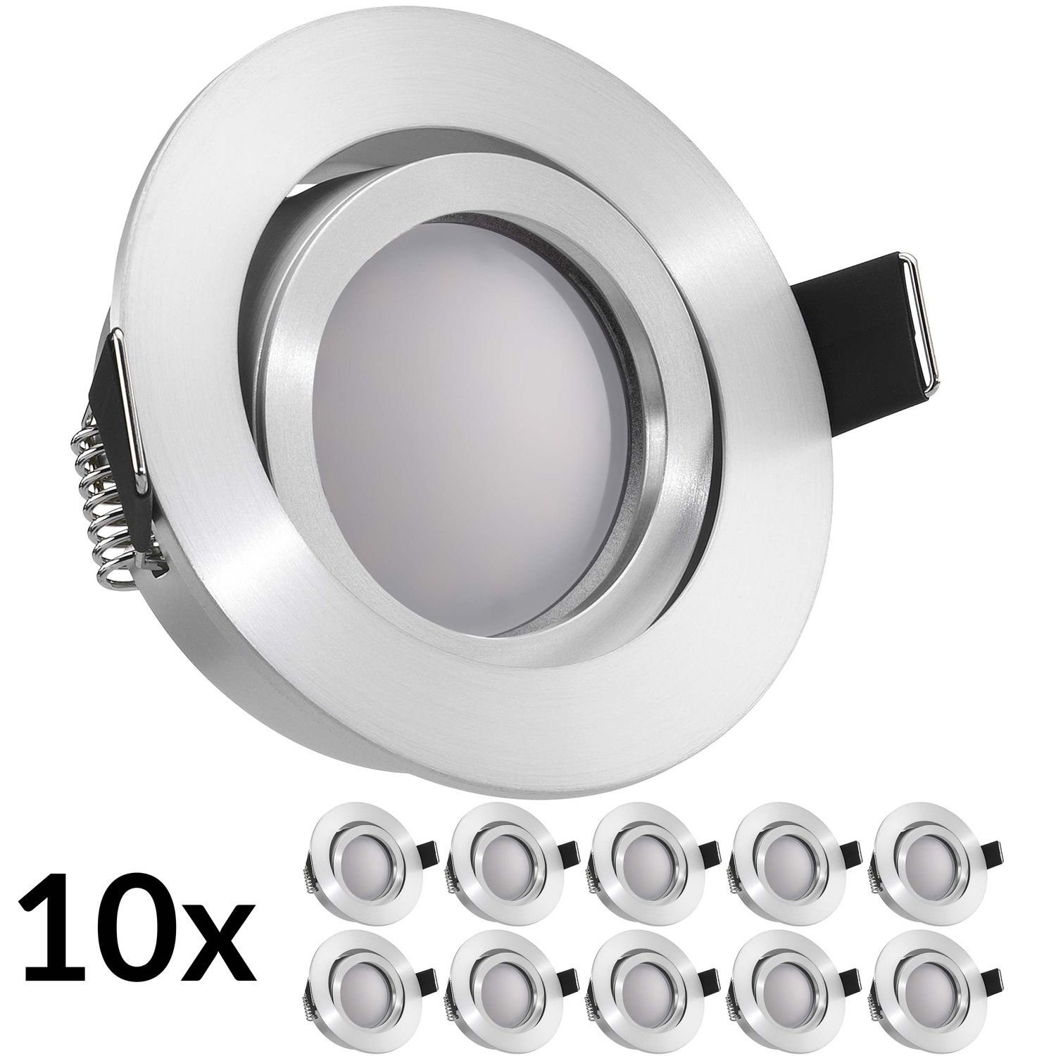 LEDANDO LED Einbaustrahler 10er mit Aluminium / matt MR16 Marken LED Einbaustrahler LED GU5.3 Set
