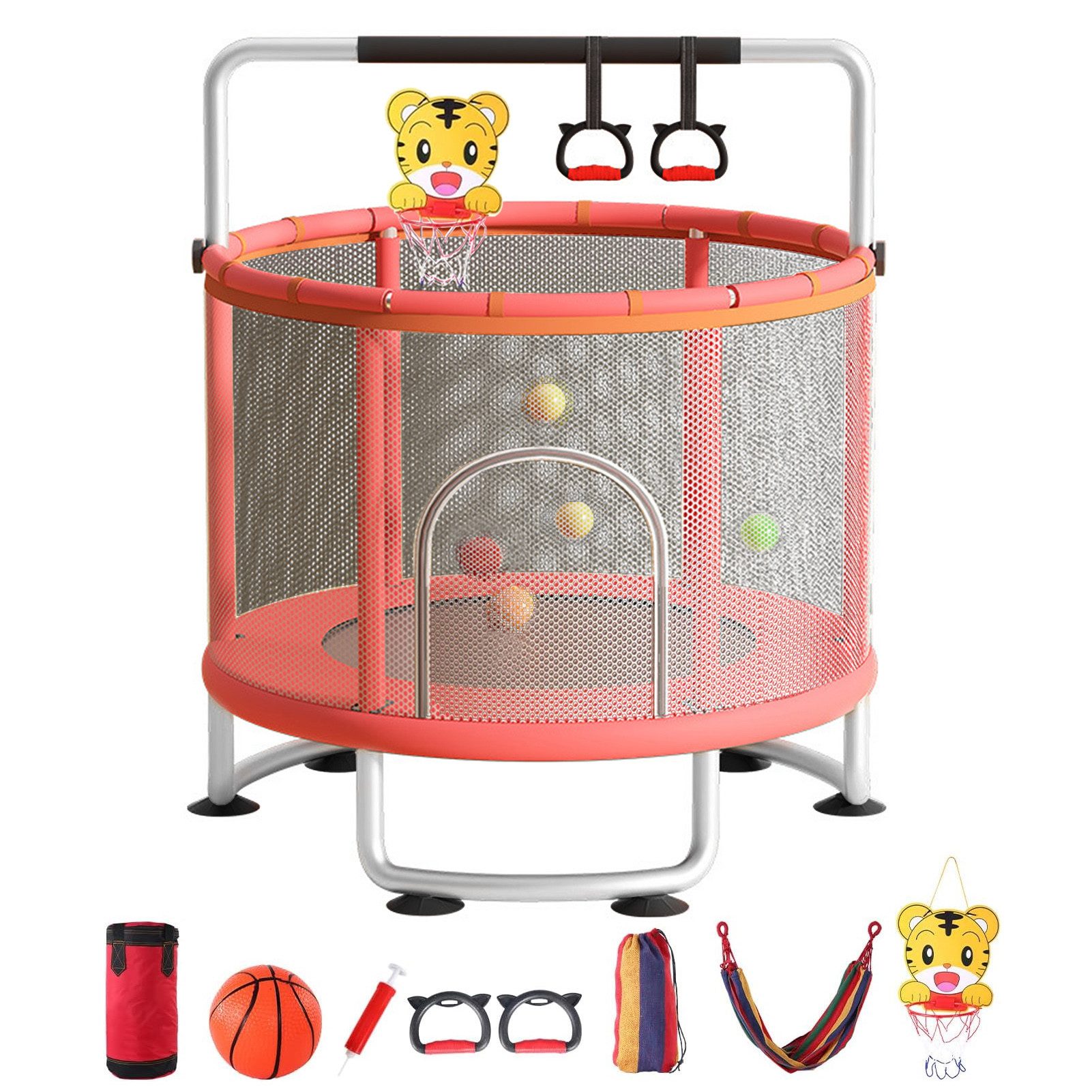 Rutaqian Kindertrampolin Kinder Trampolin mit Basketballkorb, Ø 150cm Indoo günstig online kaufen