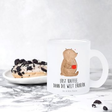 Mr. & Mrs. Panda Teeglas Bär Kaffee - Transparent - Geschenk, Teddybär, Teddy, Tasse mit Henke, Premium Glas, Liebevolle Gestaltung