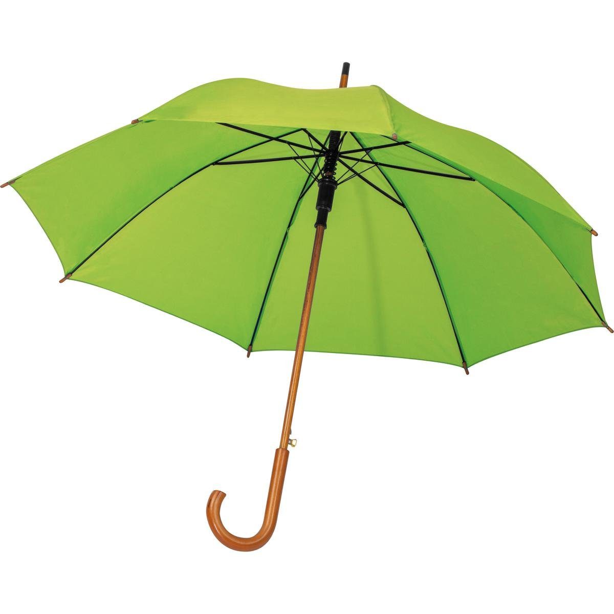 Easy Gifts Stockregenschirm Automatik-Regenschirm mit Holzgriff / Farbe: hellgrün