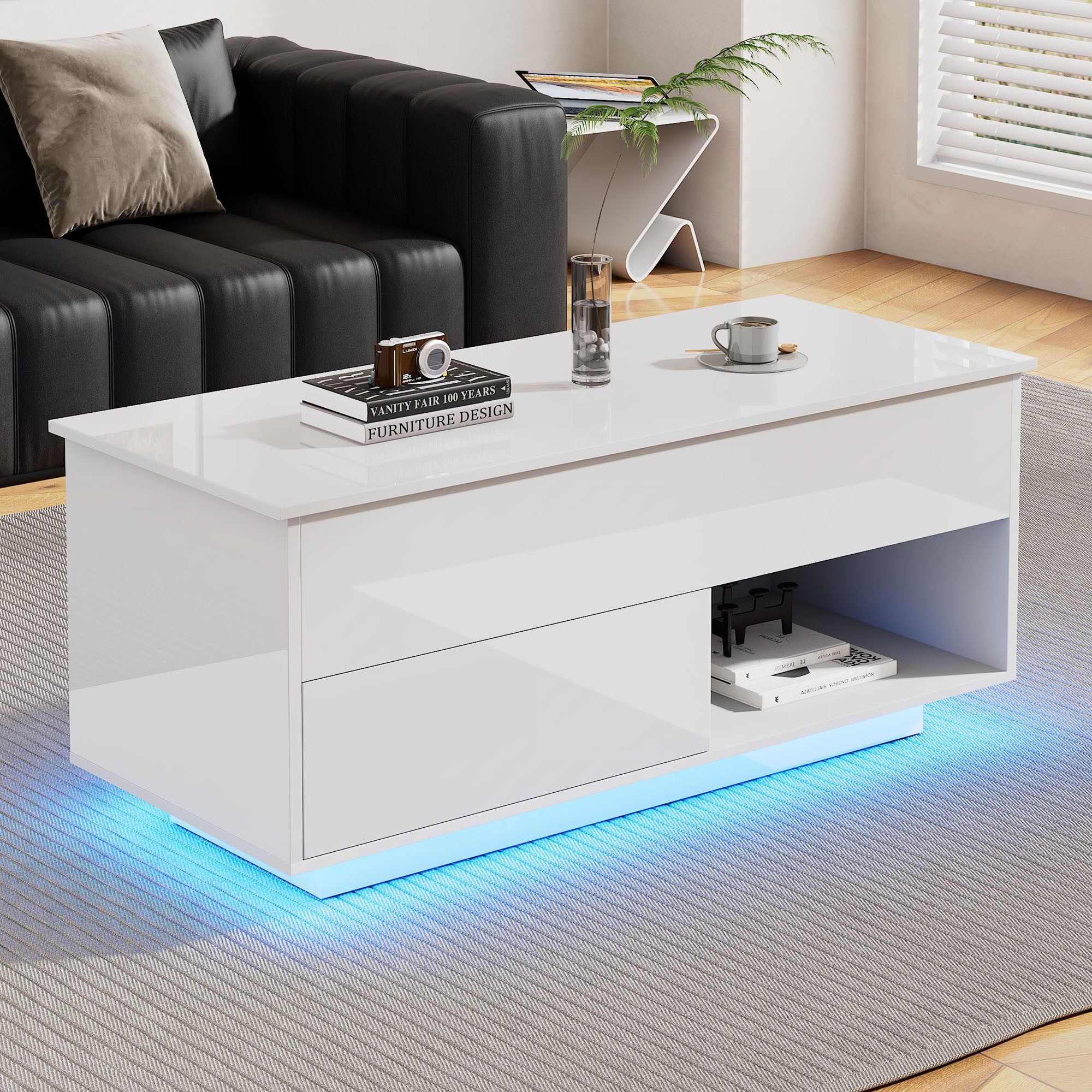 STILVORA Couchtisch Hebbarer Wohnezimmertisch mit LED,Beistelltisch mit Sta günstig online kaufen
