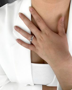 DANIEL CLIFFORD Silberring 'Ally' Damen Ring Silber 925 rhodiniert, Silberring größenverstellbar (inkl. Schmuckbox), größenverstellbar, gedrehter Statement-Ring massiv