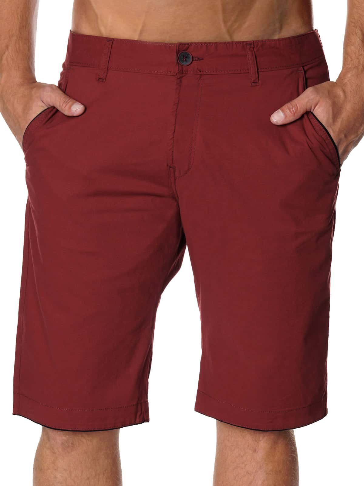 Stanley Jeans Chinoshorts Herren Chino Shorts in Bordo 22744 (1-tlg) 5-Pocket-Style