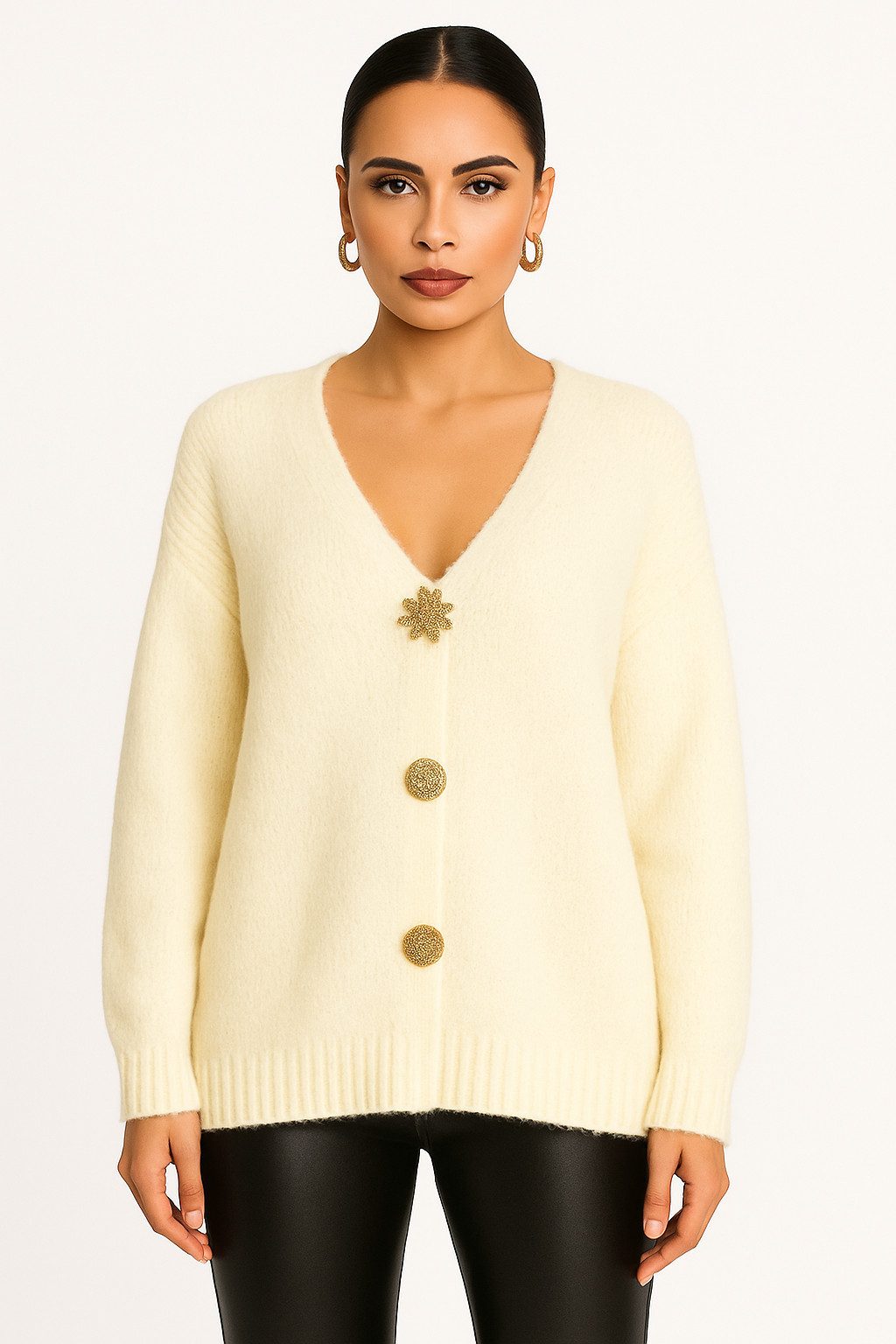 Worldclassca Cardigan WORLDCLASSCA Strickjacke Oversize Cardigan Strickpulllover mit Knopf Neue Kollektion - Stilvolle und gemütliche Strickmode für Damen