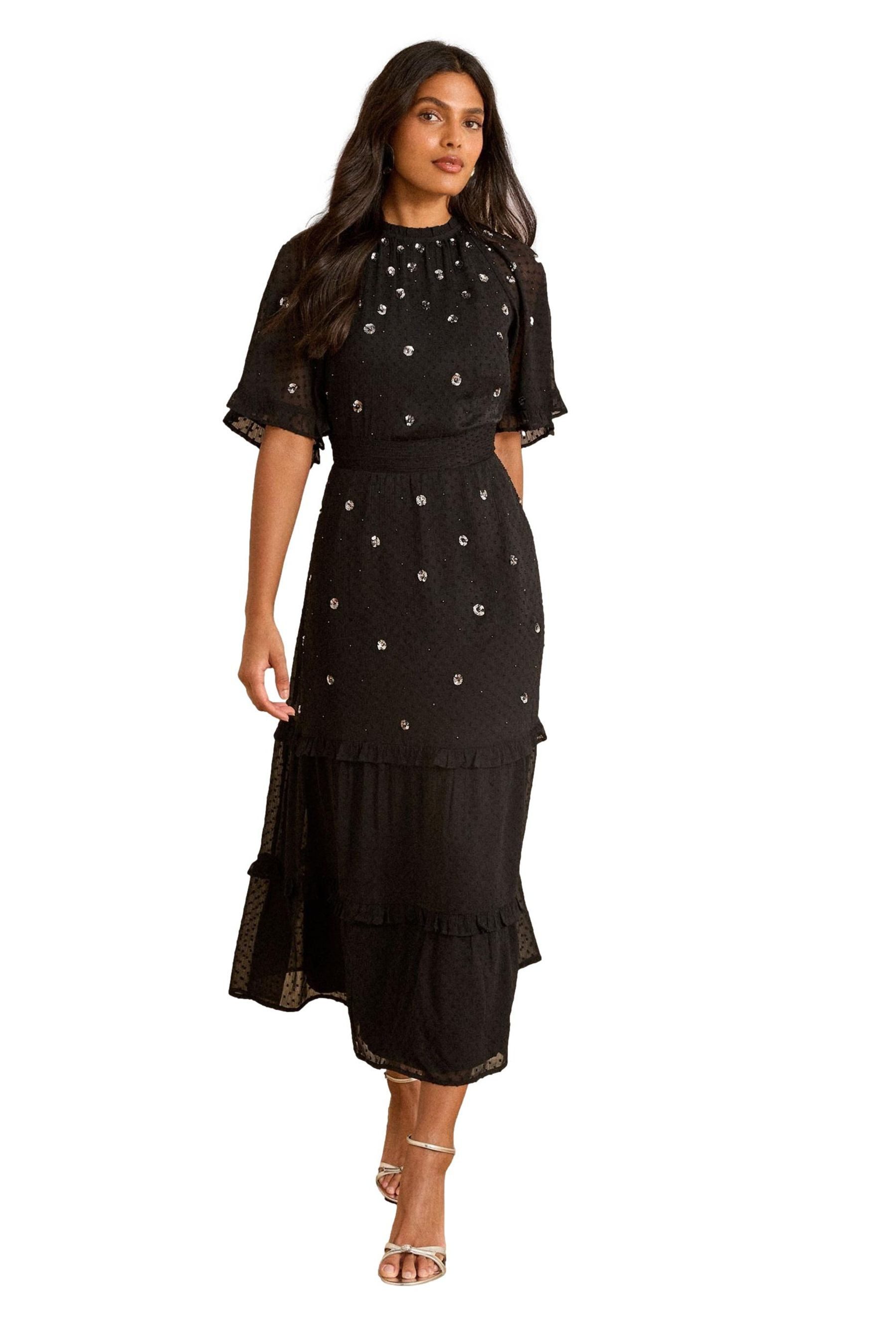 Love & Roses Midikleid Love & Roses Midikleid mit Flügelärmeln (1-tlg)